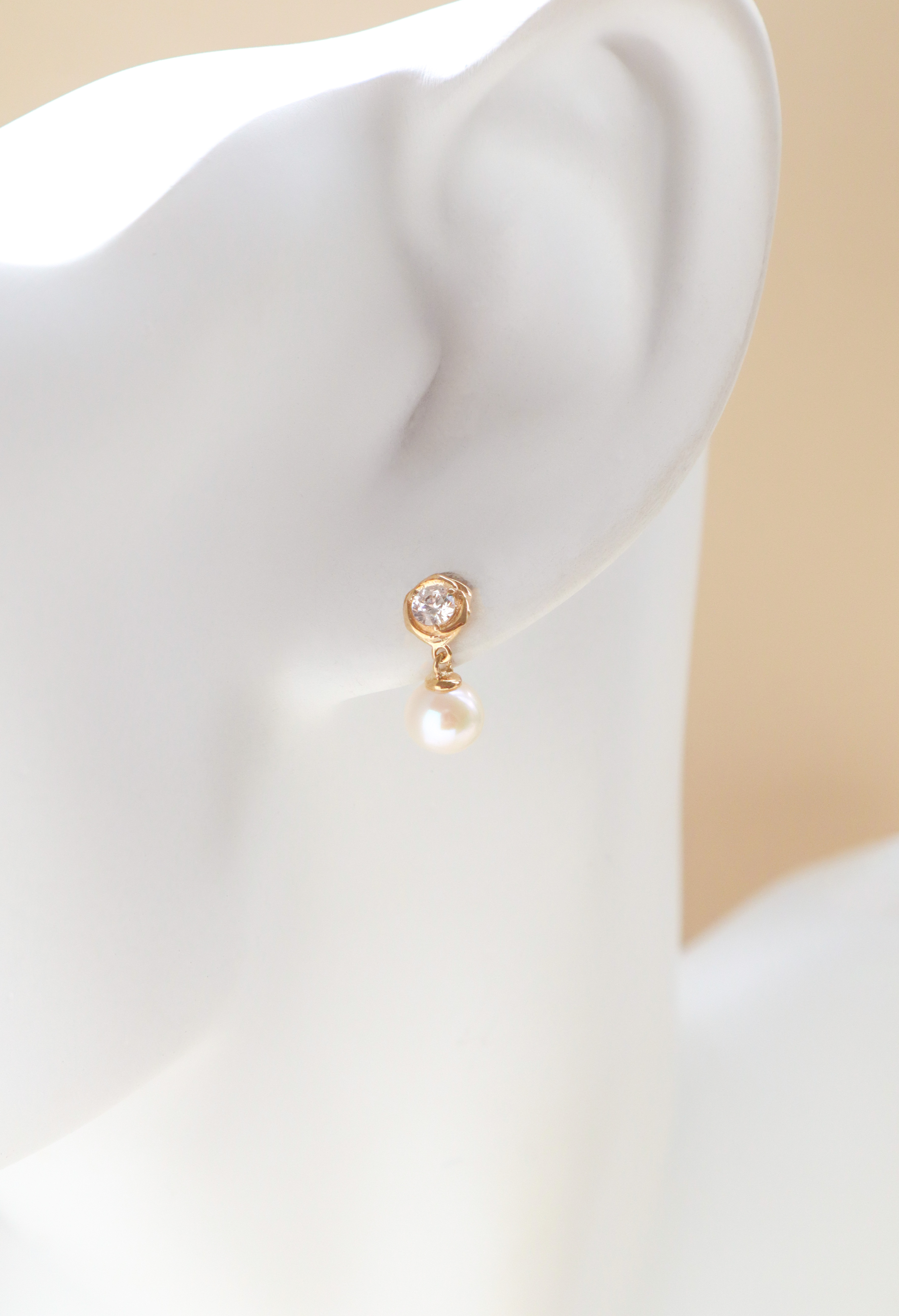 10K/花然珍珠耳環