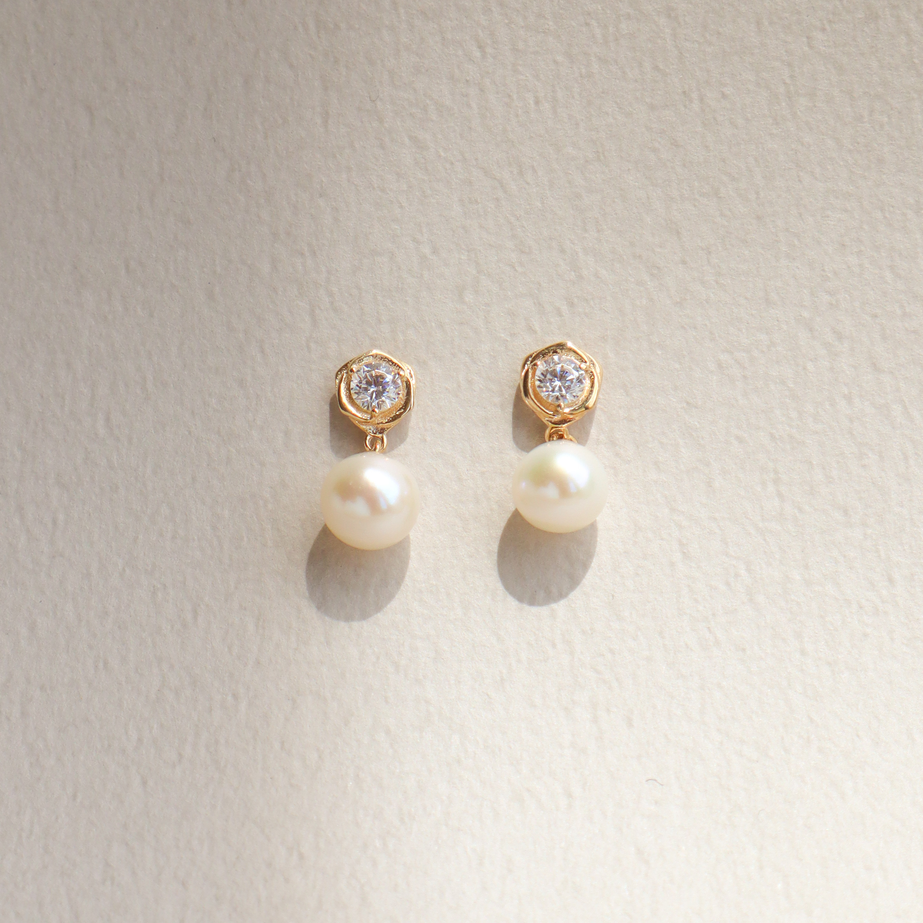 10K/花然珍珠耳環