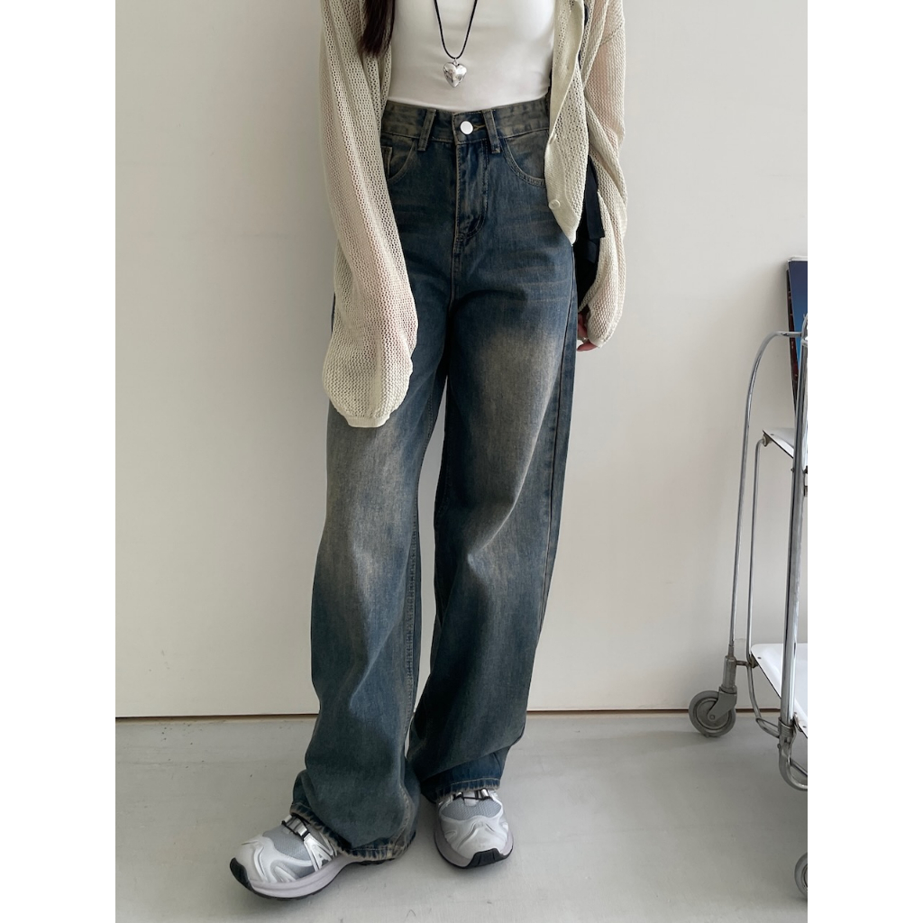 【imfine】這麼美的復古刷色牛仔直筒褲 #3825
