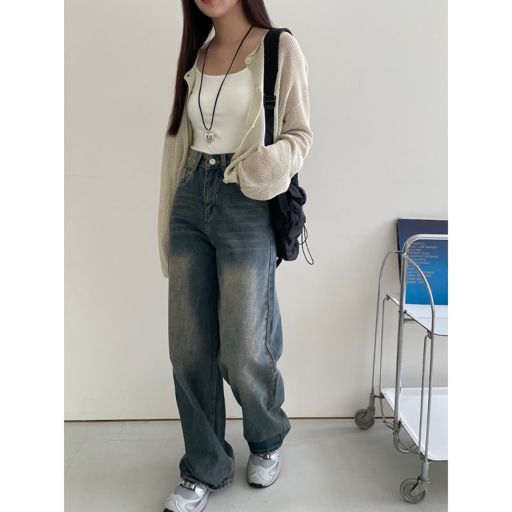 【imfine】這麼美的復古刷色牛仔直筒褲 #3825