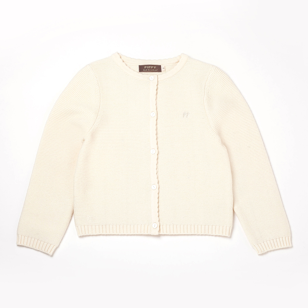 PIPPY 百搭優雅圓領線衫外套 米