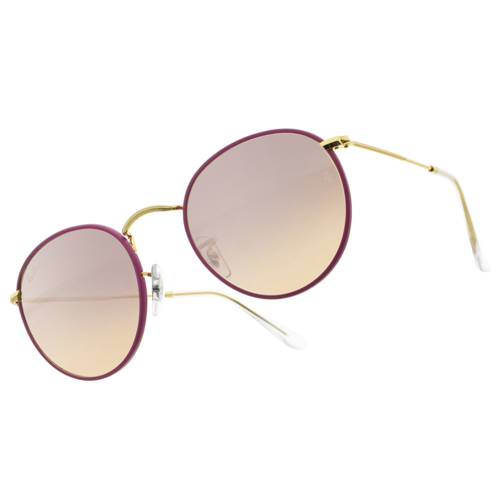 【RayBan】RB3447JM 91963E-50mm  水銀鏡片/膠圈時尚拚色 圓框太陽眼鏡