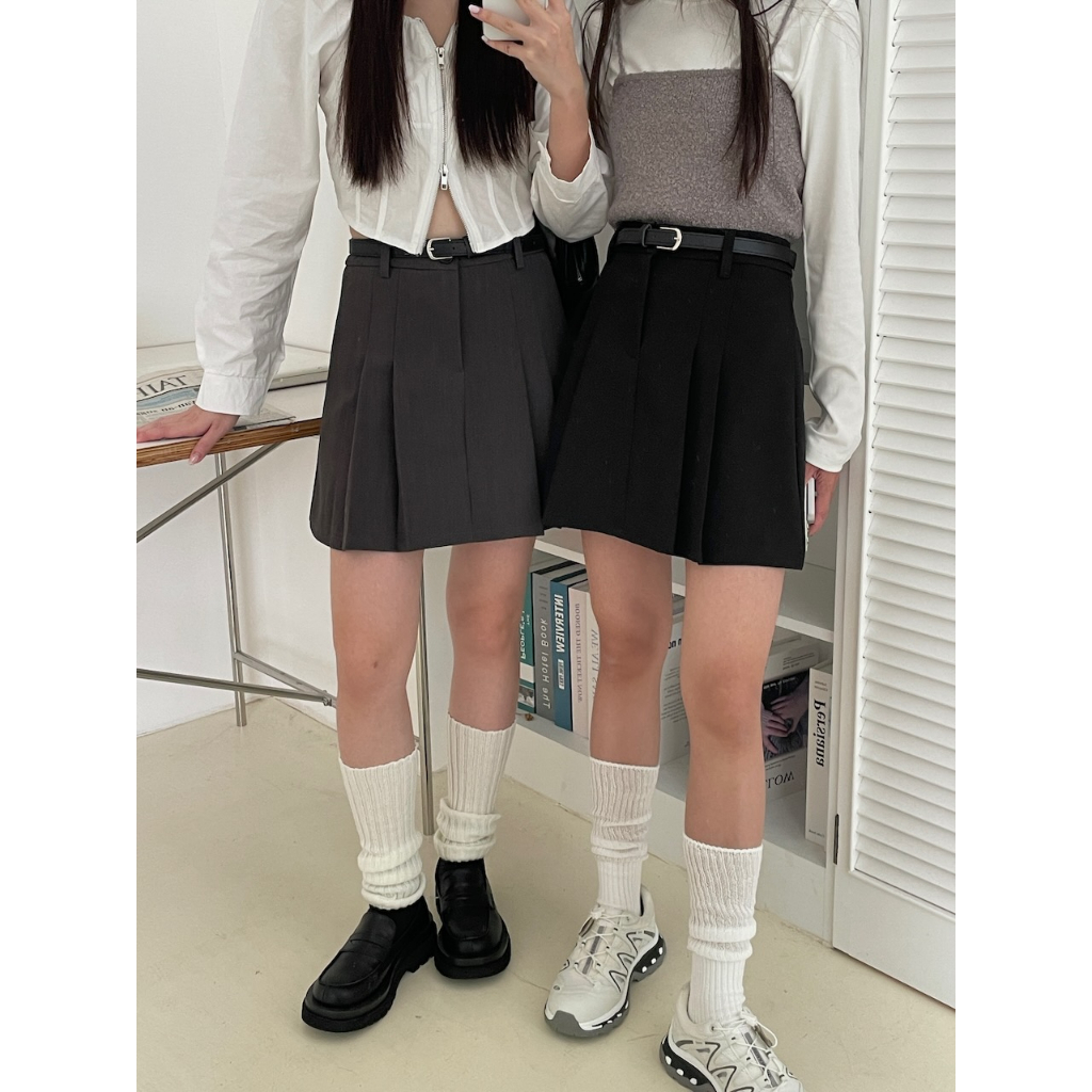 【imfine】早秋回歸款 附皮帶挺版百折短裙 #4310