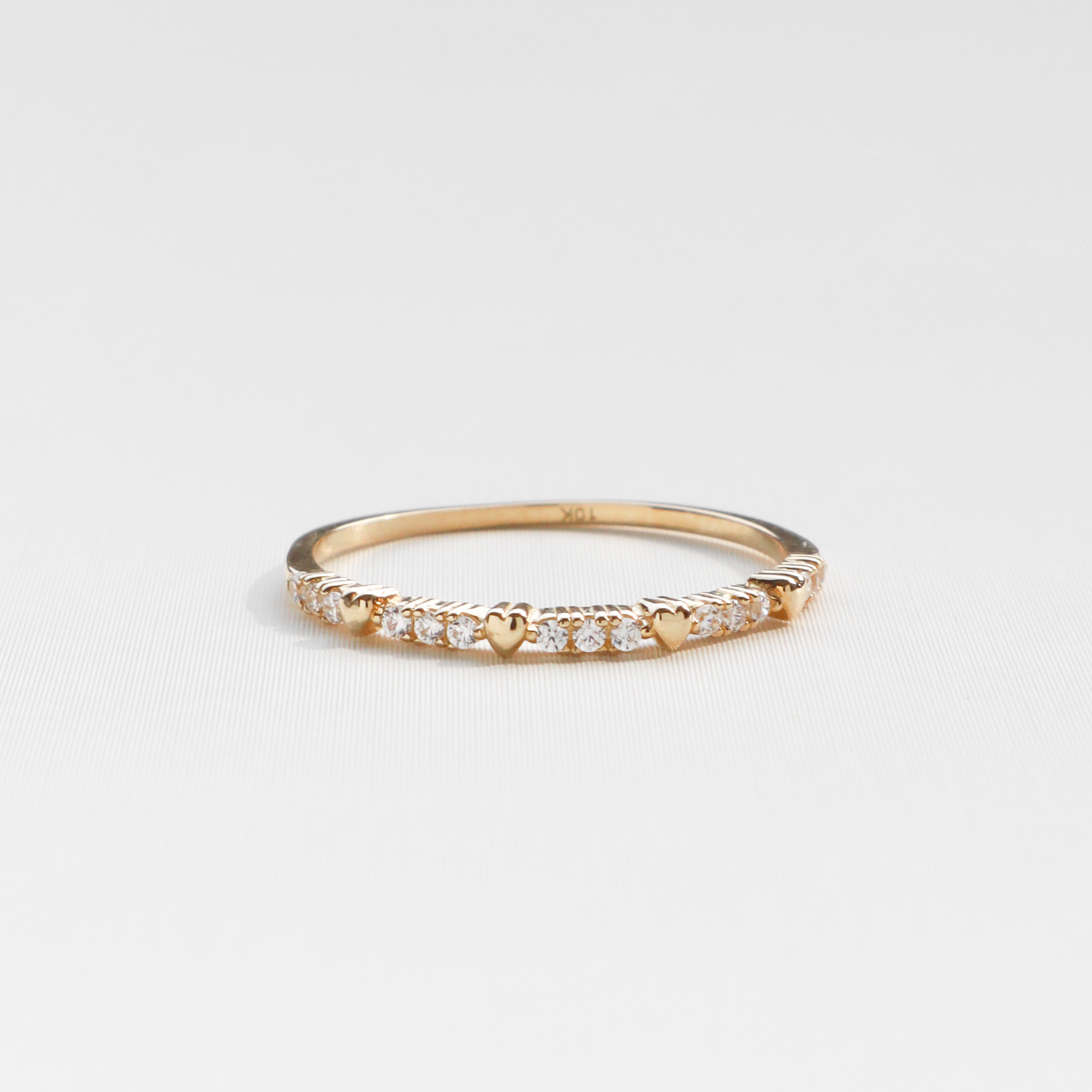 10K/小愛心閃鑽戒指