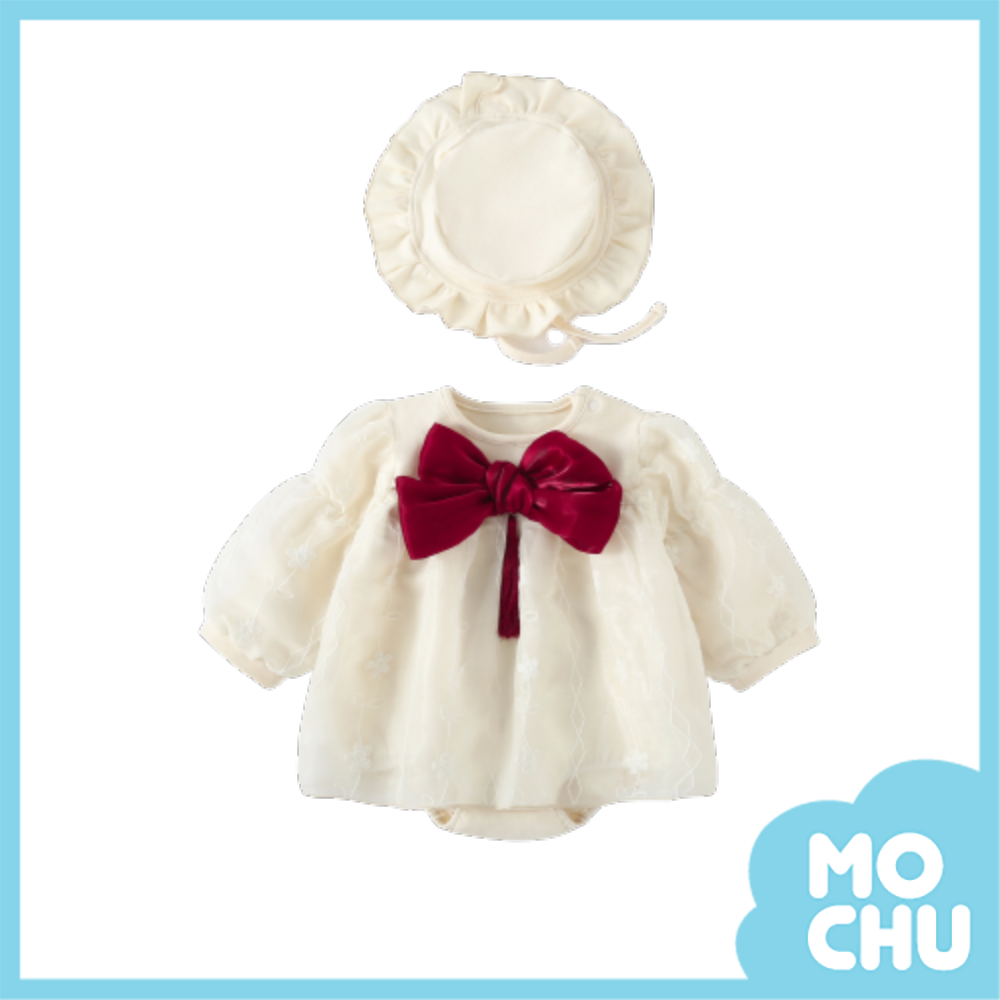 小花朵蝴蝶結包屁裙+帽子