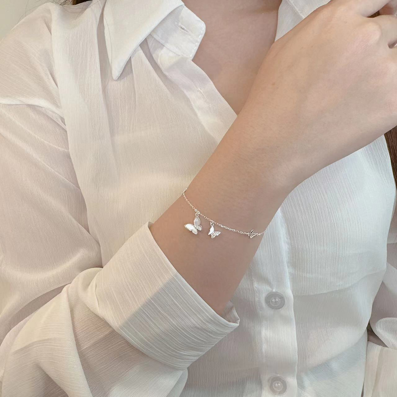 紛紛．白貝蝴蝶純銀手鍊