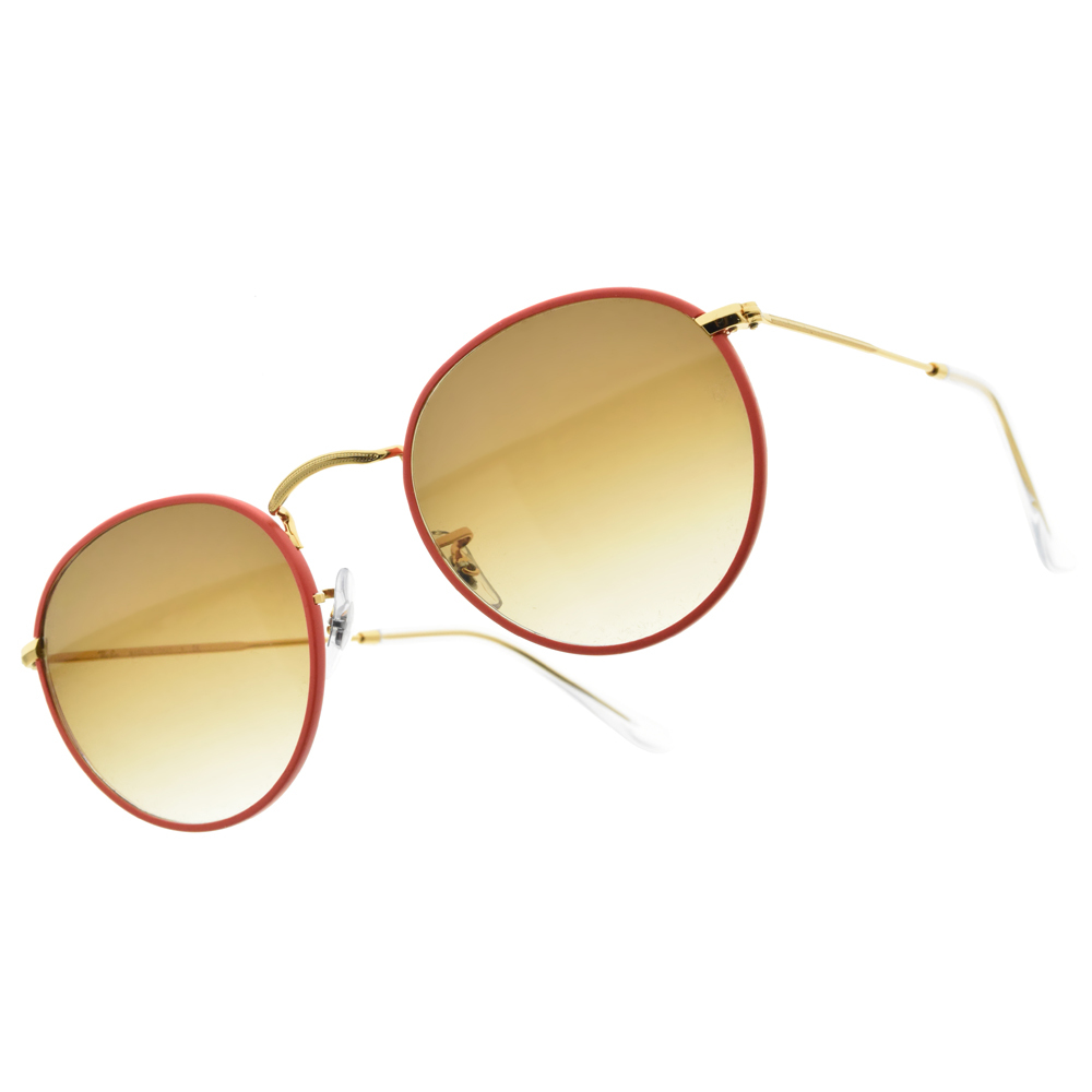 【RayBan】RB3447JM 919651-50mm 膠圈時尚拚色 圓框太陽眼鏡