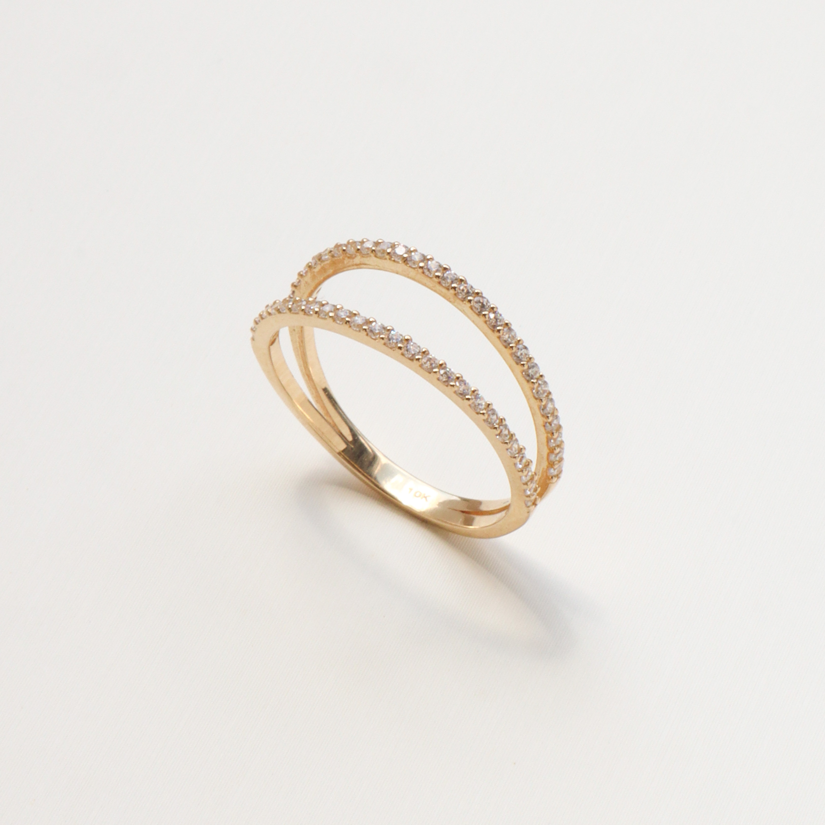 10K/雙環排鑽戒指