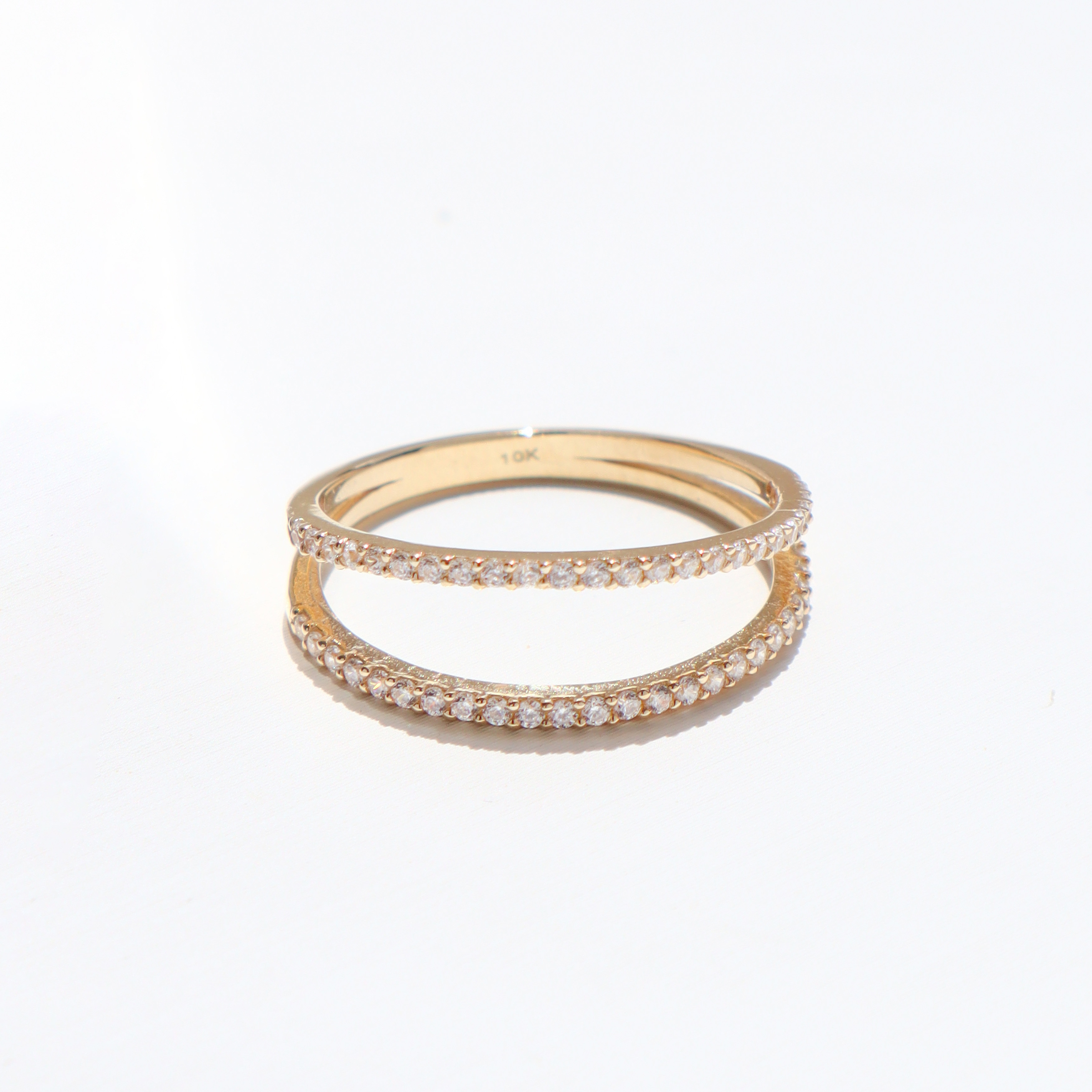 10K/雙環排鑽戒指