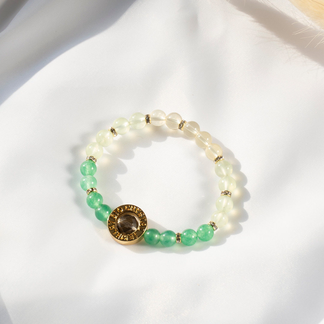 能量手鍊【森林精靈】綠東陵葡萄石黃水晶茶晶手鍊
