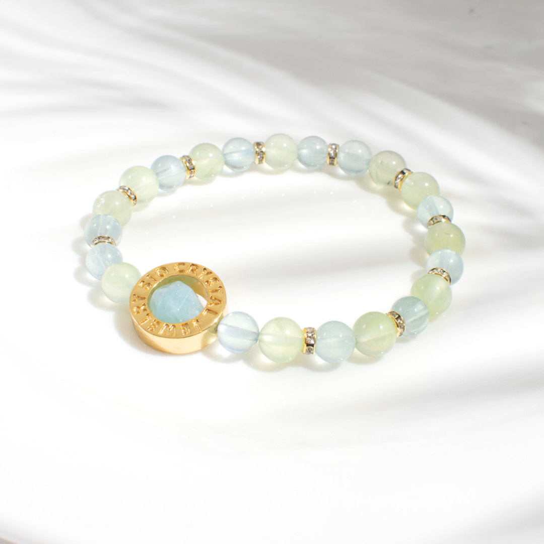 能量手鍊【雨露清晨】葡萄石海藍寶手鍊