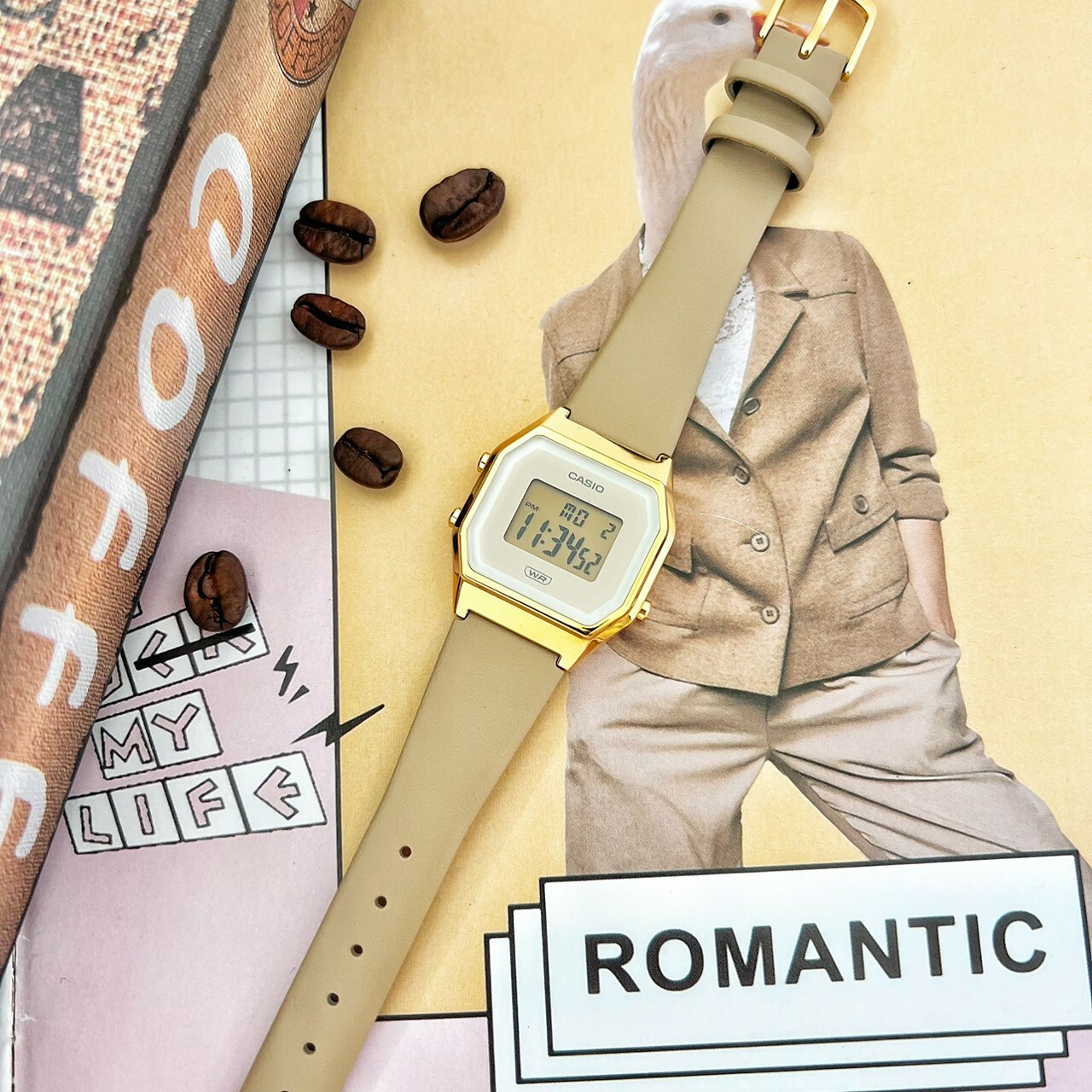 【CASIO 卡西歐】清新淡雅小方錶 LA680WEGL-5D 28.6mm 現代鐘錶