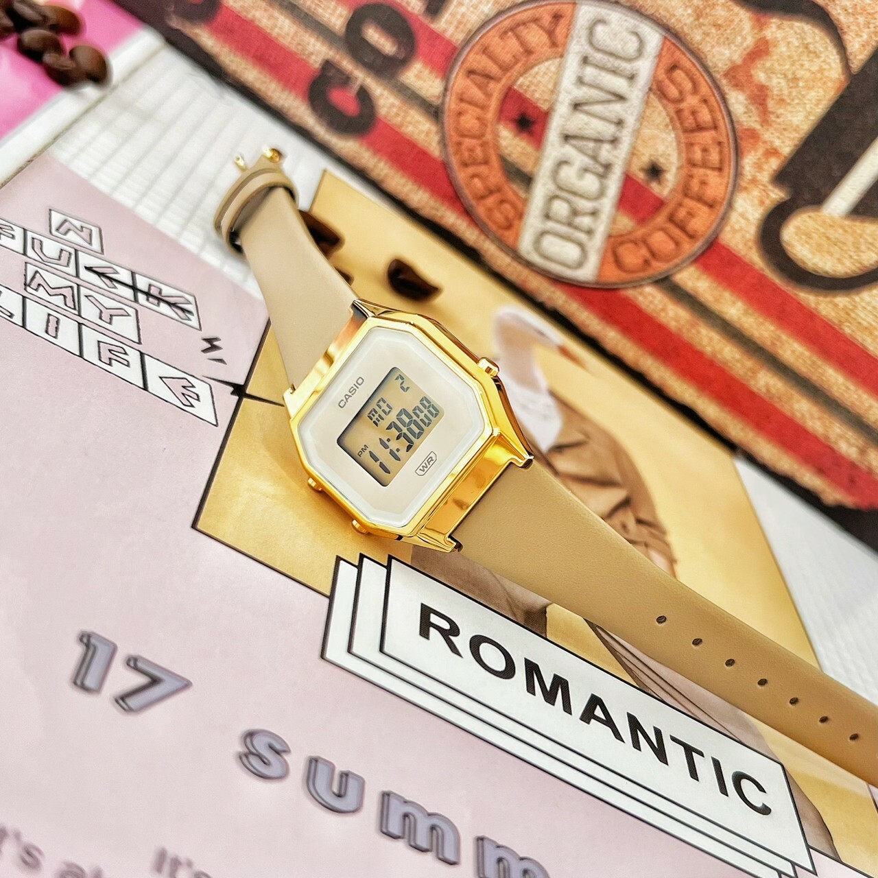 【CASIO 卡西歐】清新淡雅小方錶 LA680WEGL-5D 28.6mm 現代鐘錶