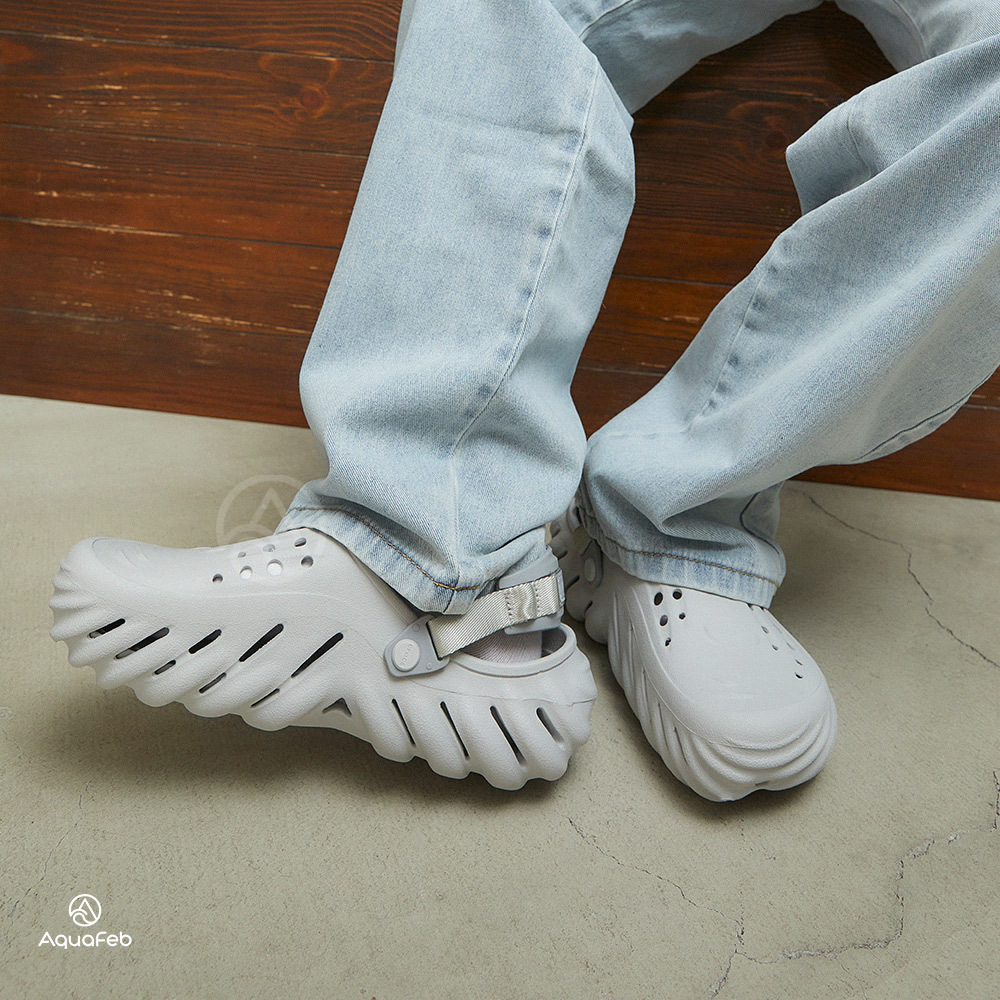 Crocs Echo Clog 男女 灰 輕量 防水 波波克駱格 洞洞鞋 卡駱馳 布希鞋 涼拖鞋 2079371FT