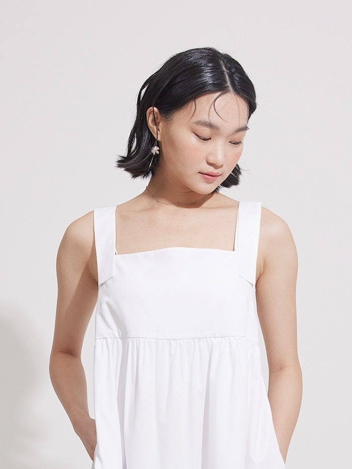 風之語肩帶剪接洋裝-晴日