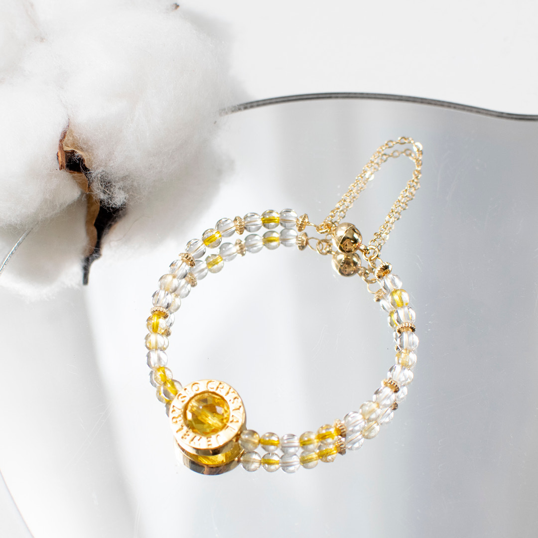 磁吸手鍊【小雛菊】金髮晶白水晶黃水晶手鍊