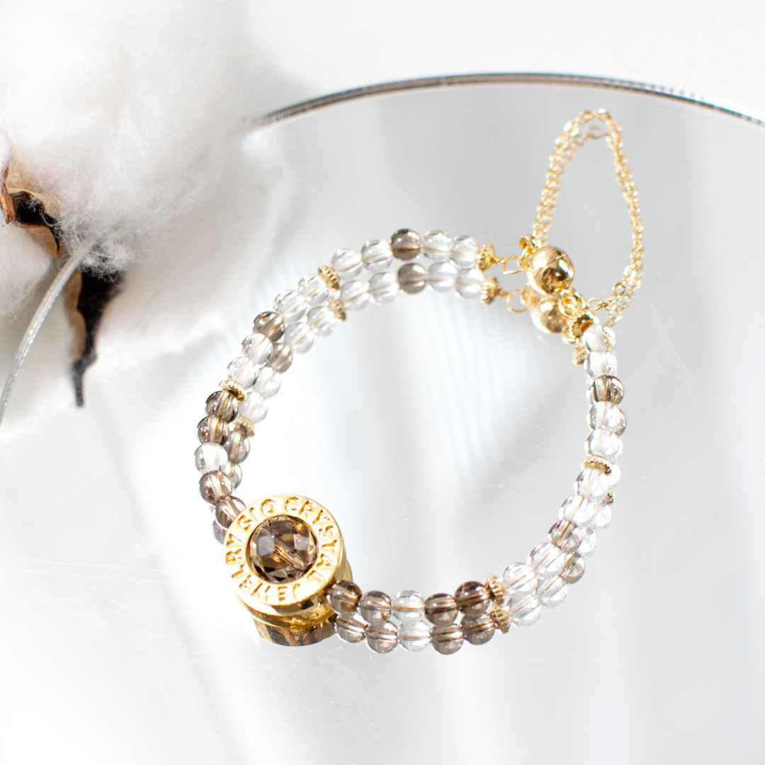 磁吸手鍊【可可拿鐵】白水晶茶水晶手鍊