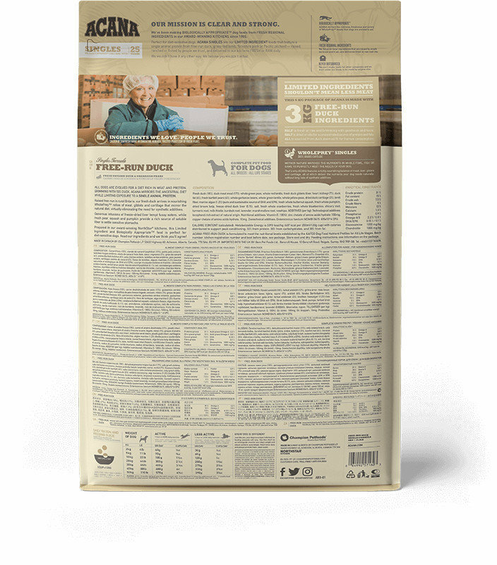 ACANA 愛肯拿｜鴨肉+梨子低敏無穀狗飼料