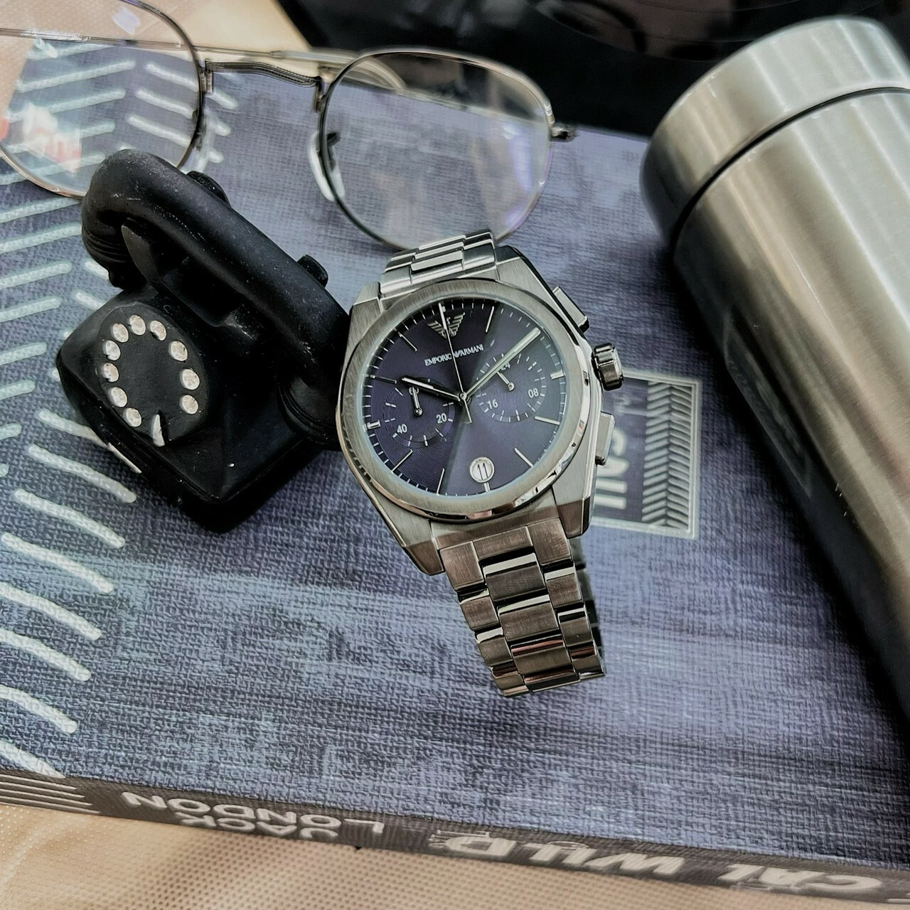 【EMPORIO ARMANI】Federico 繁夜深藍紳士腕錶 AR11561 43mm 現代鐘錶
