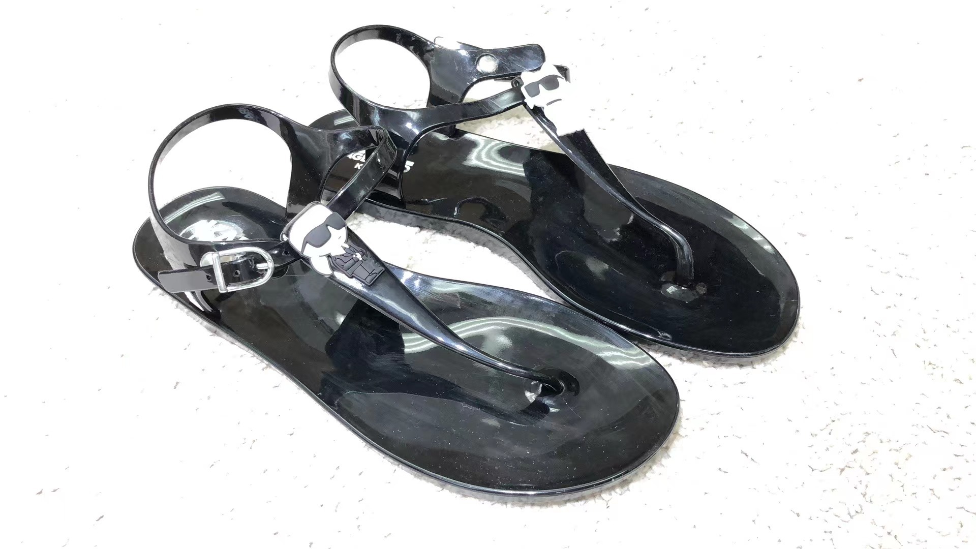 Karl黑色夾腳拖鞋 -M