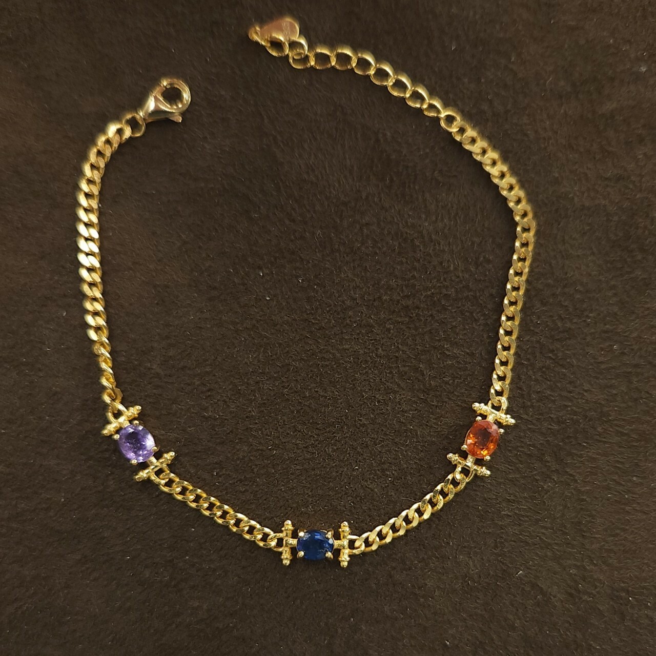 925銀手鍊 彩色藍寶石