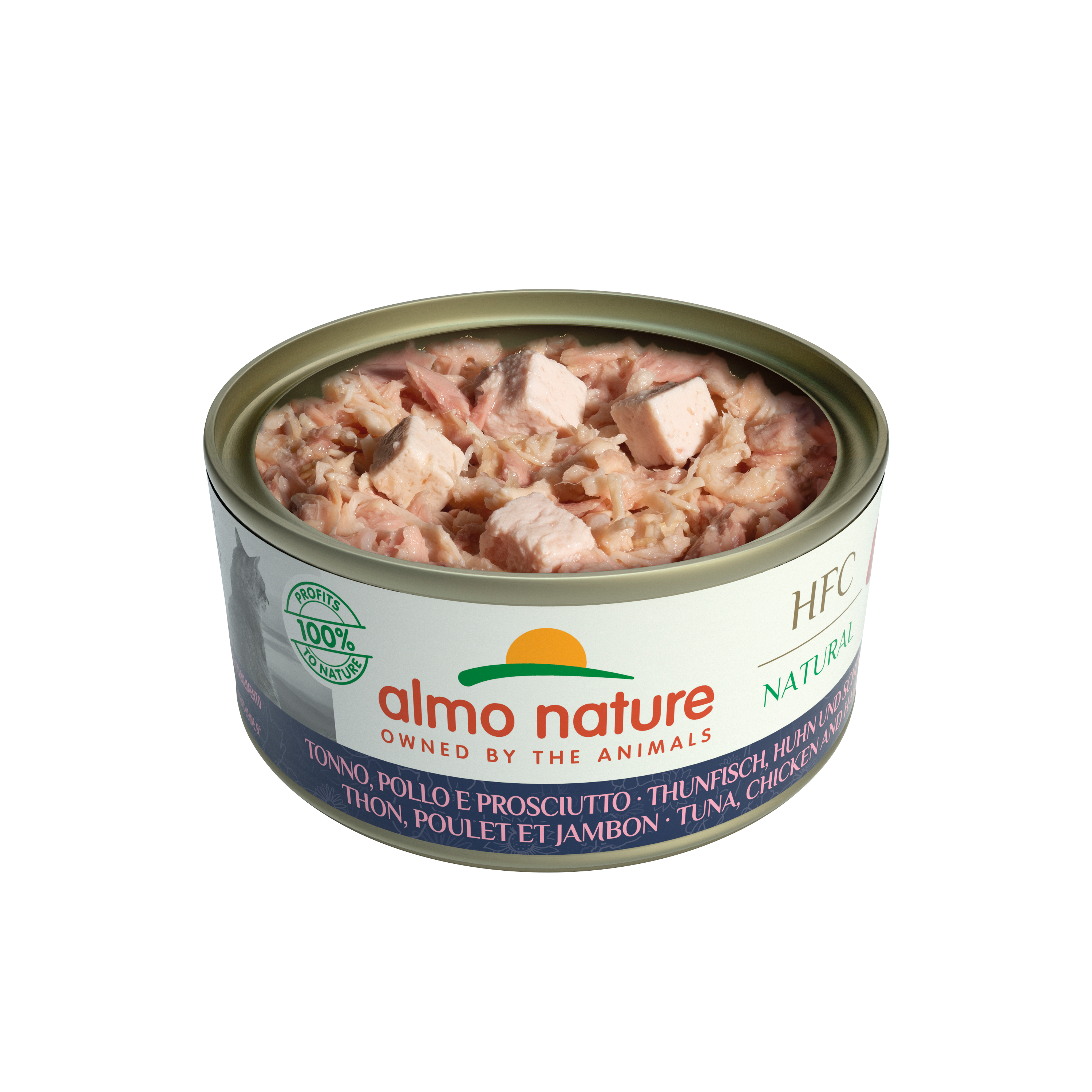 Almo Nature - HFC Natural 吞拿魚+雞肉+火腿 Tuna, Chicken and Ham 150g