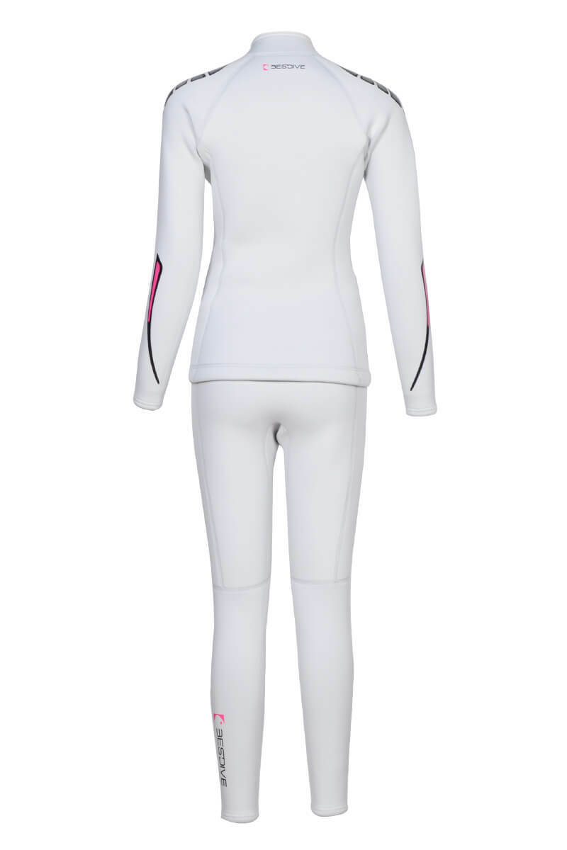 ▲預購 Bestdive 女款 聖托里尼系列 超彈布面水肺兩件式防寒衣 全白 2026