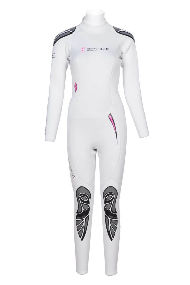 ▲預購 Bestdive 女款 聖托里尼系列 超彈布面水肺連身防寒衣 全白 2026