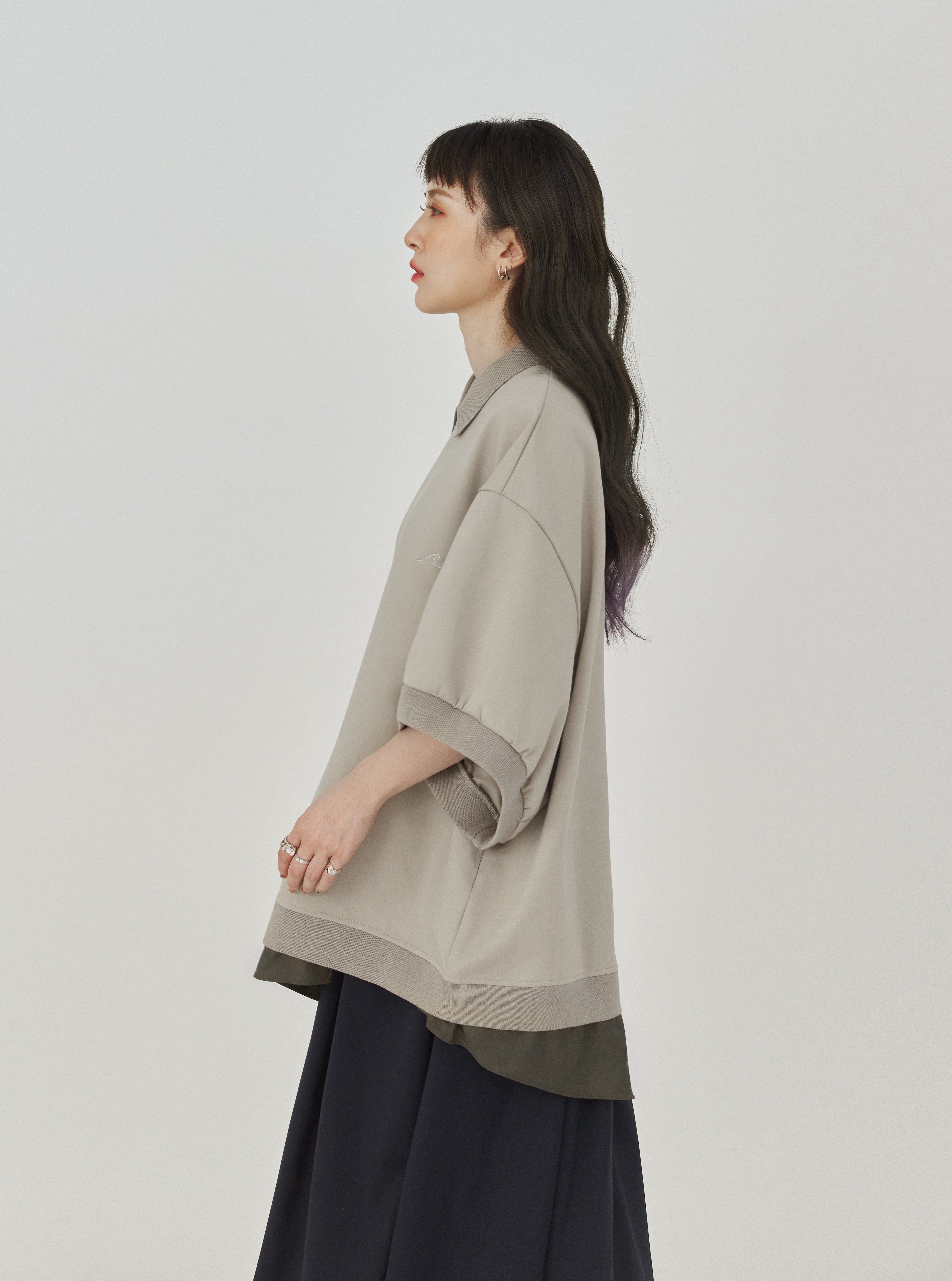 Contrast-collar Polo Sweater | Ivory