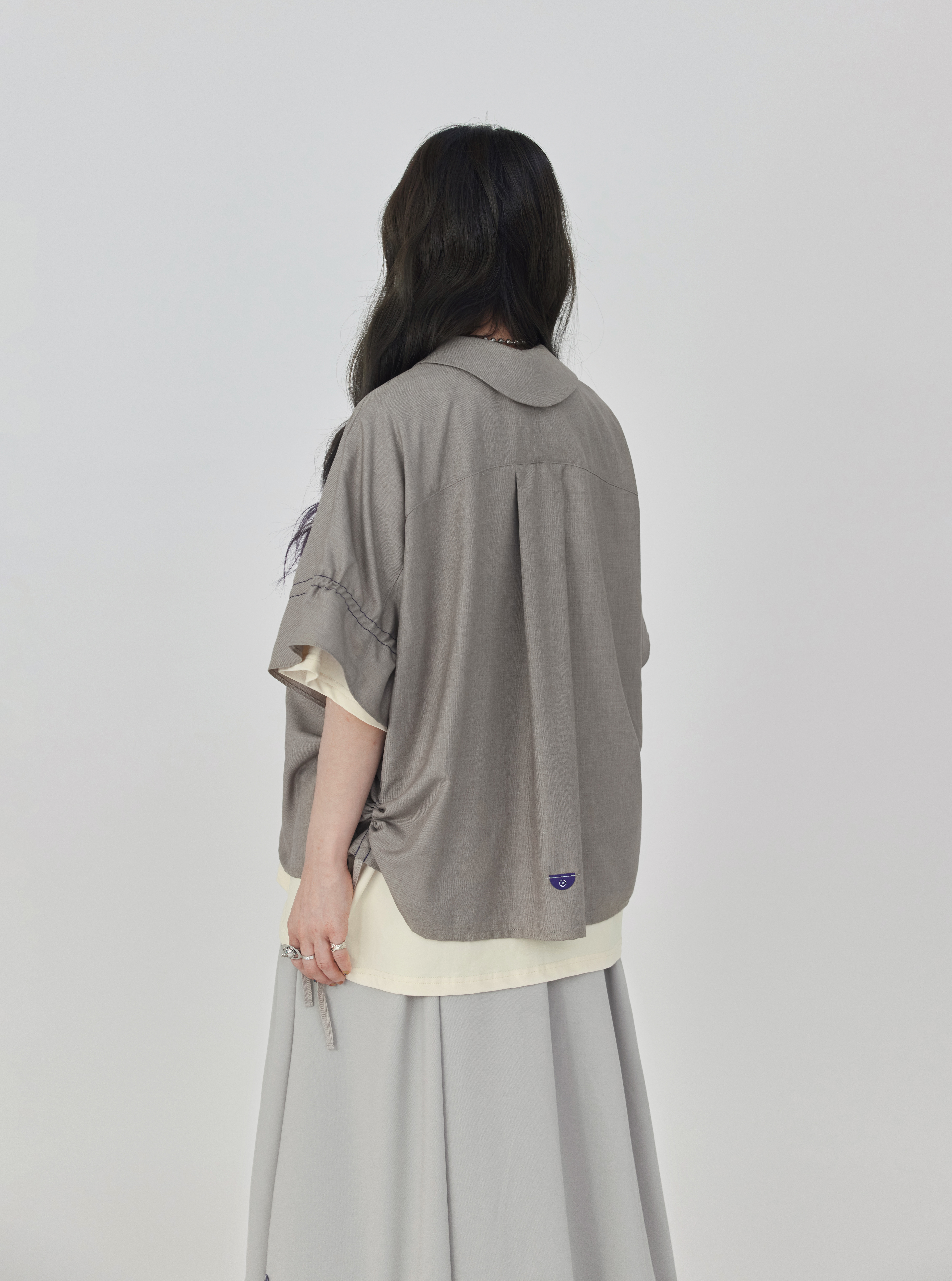 Off-Center Ruched Shirt | Brown