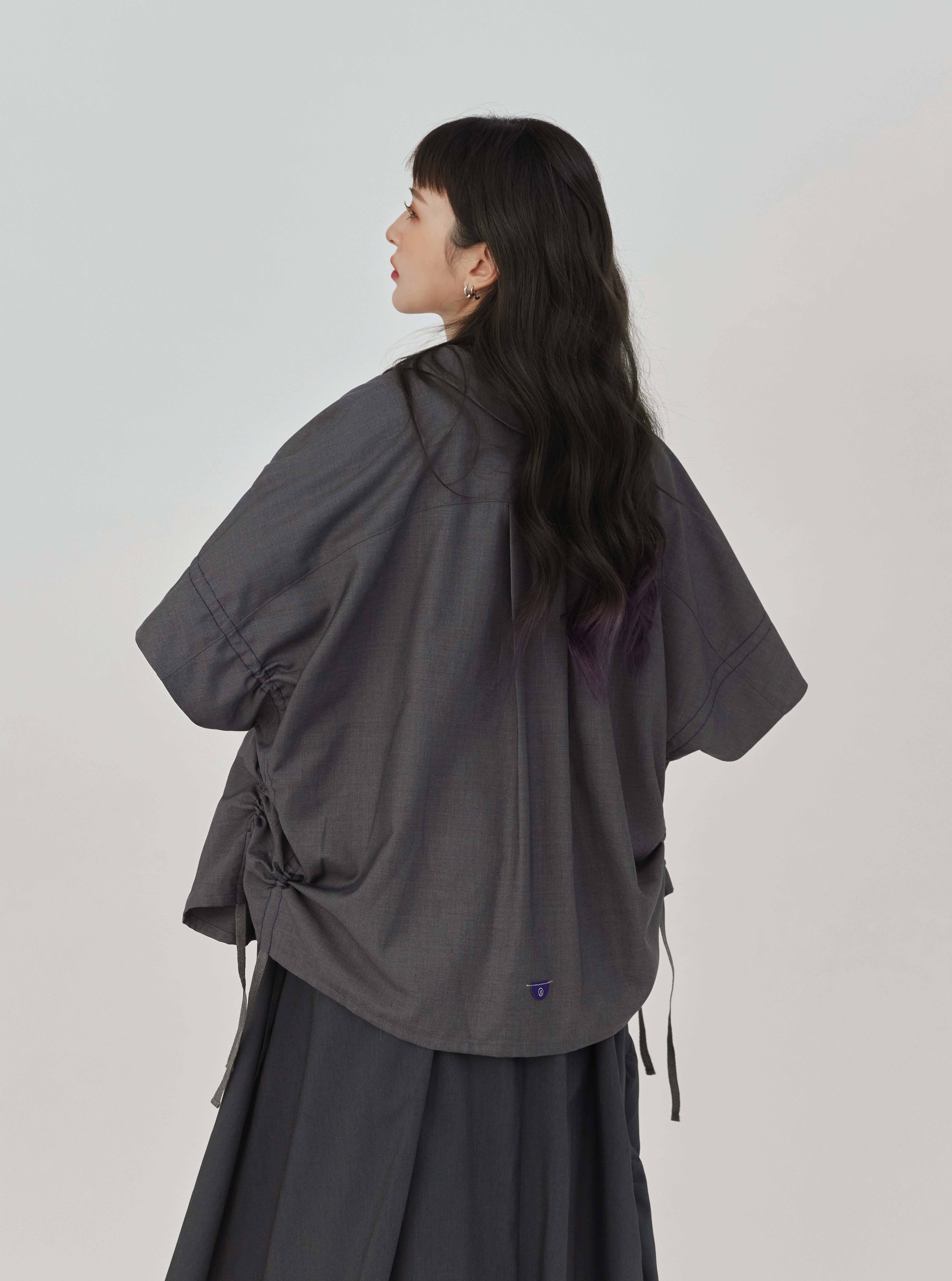 Off-Center Ruched Shirt | Gray