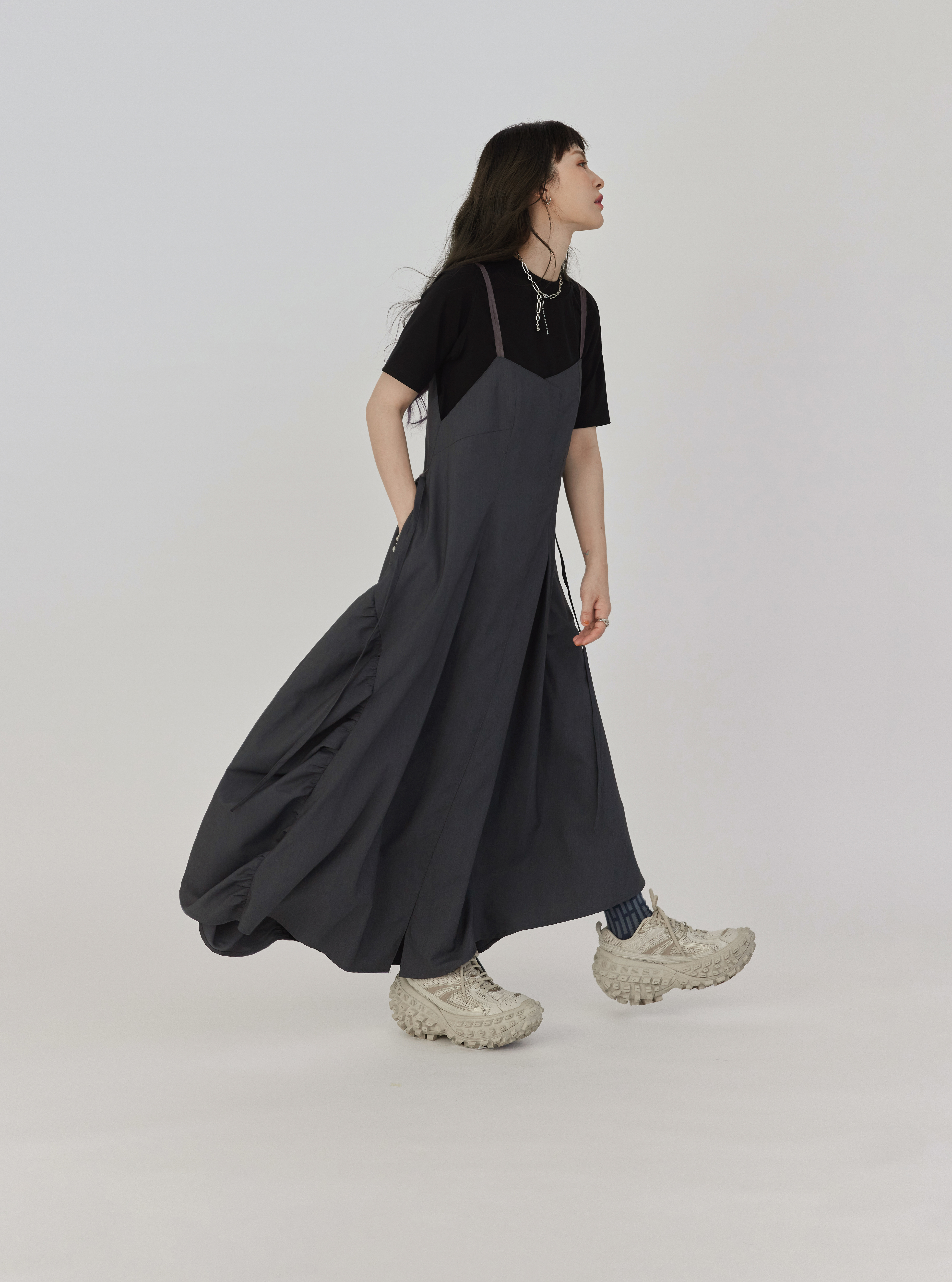 Spaghetti Strap Dress | Gray