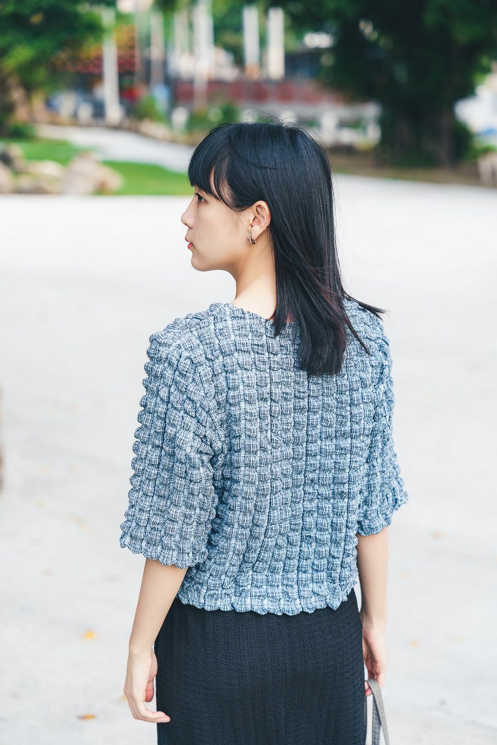 (限量)爆米花立體半袖上衣(兩色-藍)