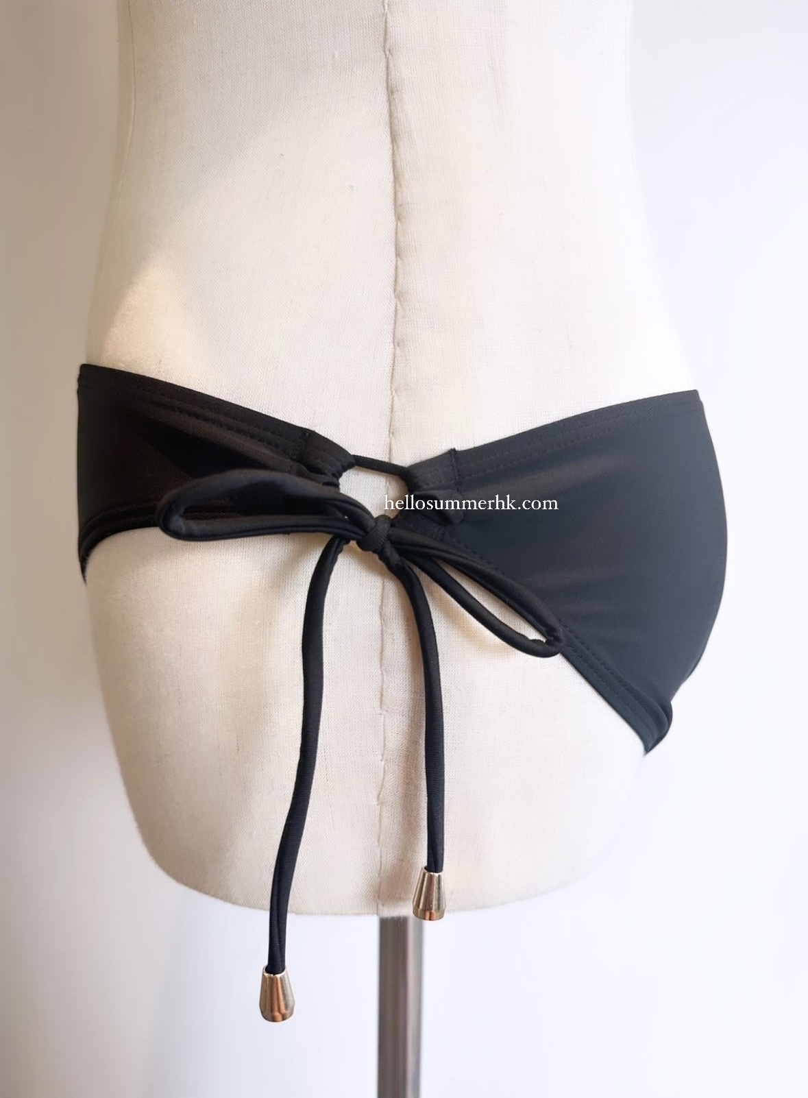 PS008B 黑色淡金珠中腰泳褲