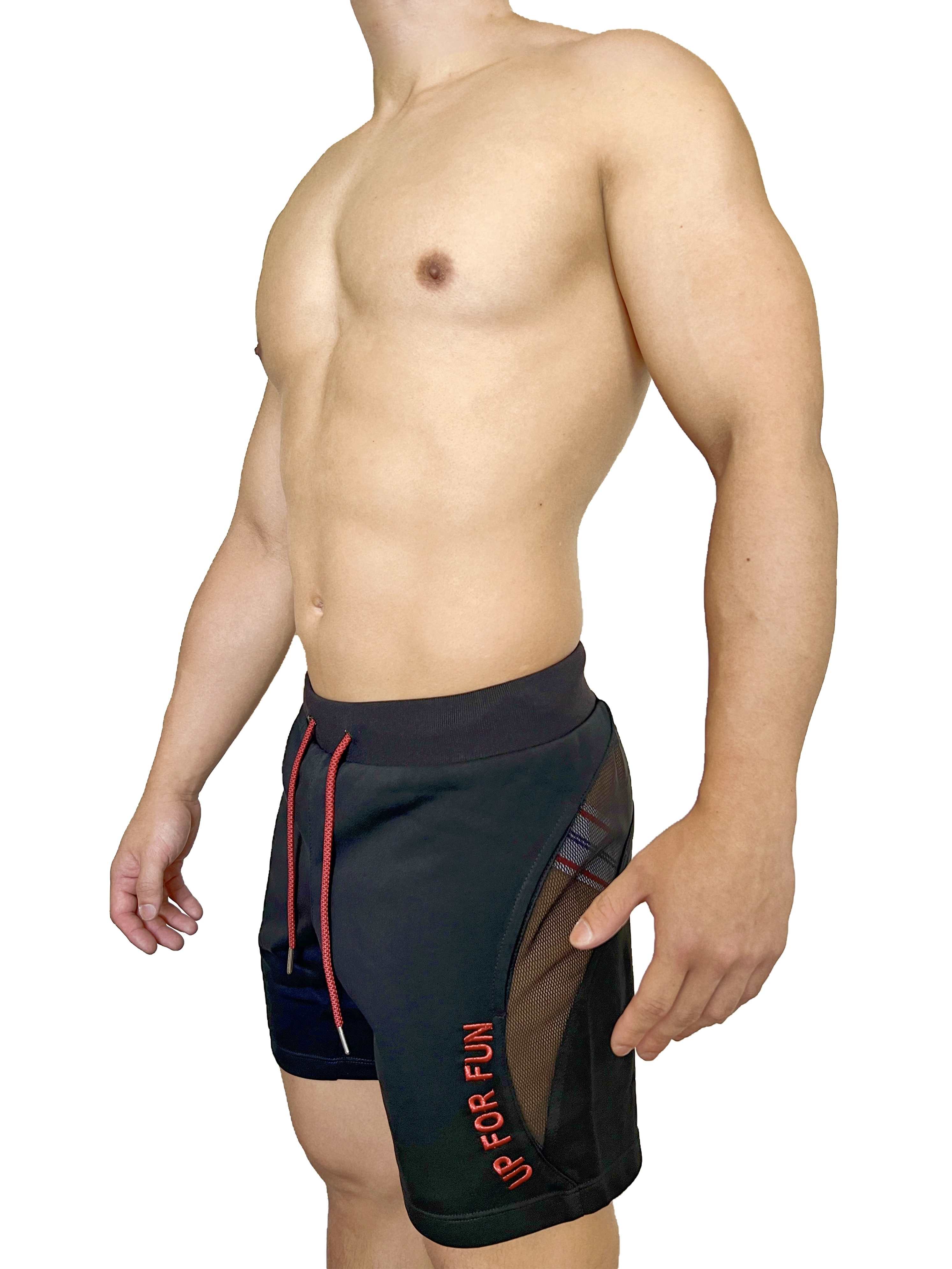 熱賣回歸 - UP For Fun Wave 棉短褲 極緻黑/金屬紅