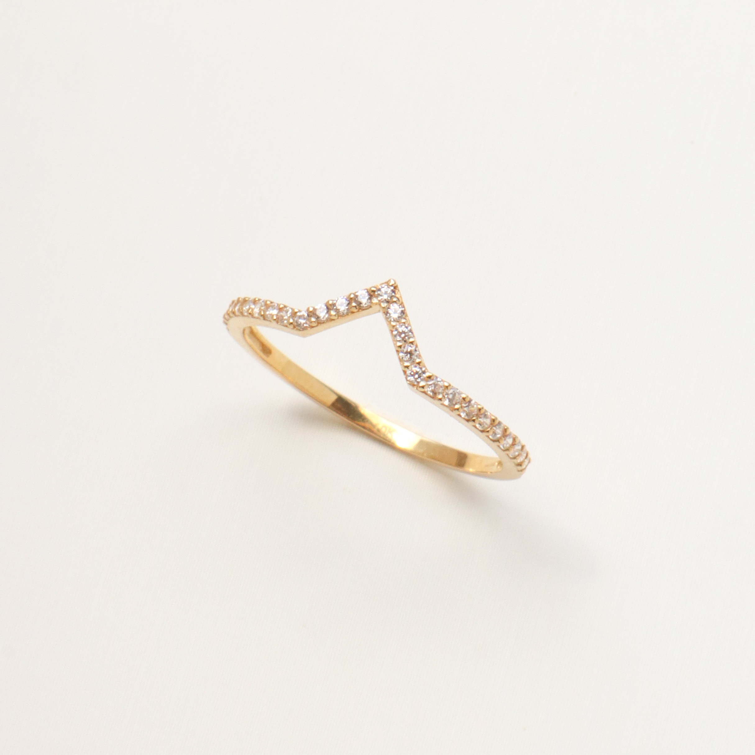 10K/簡約V型戒指