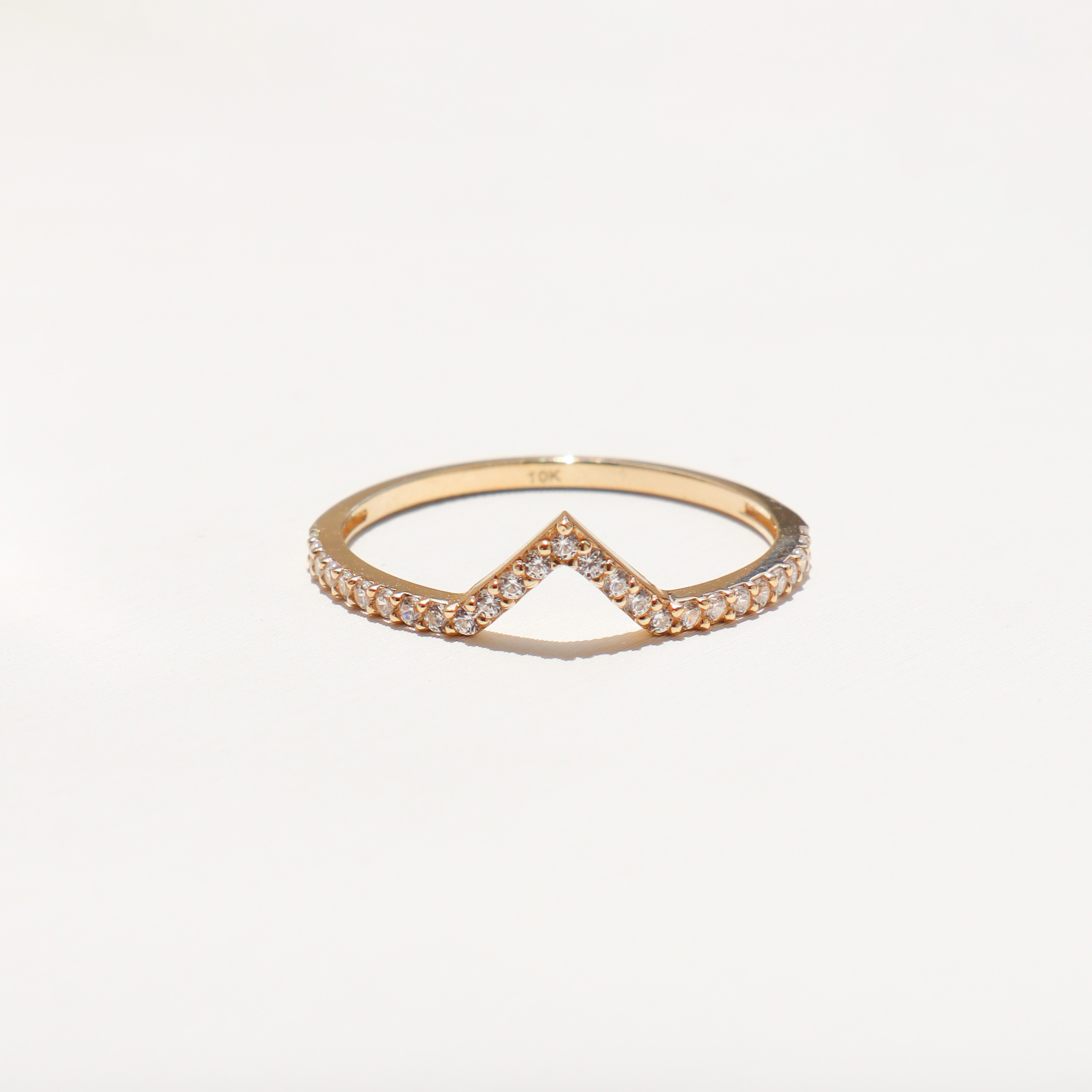 10K/簡約V型戒指