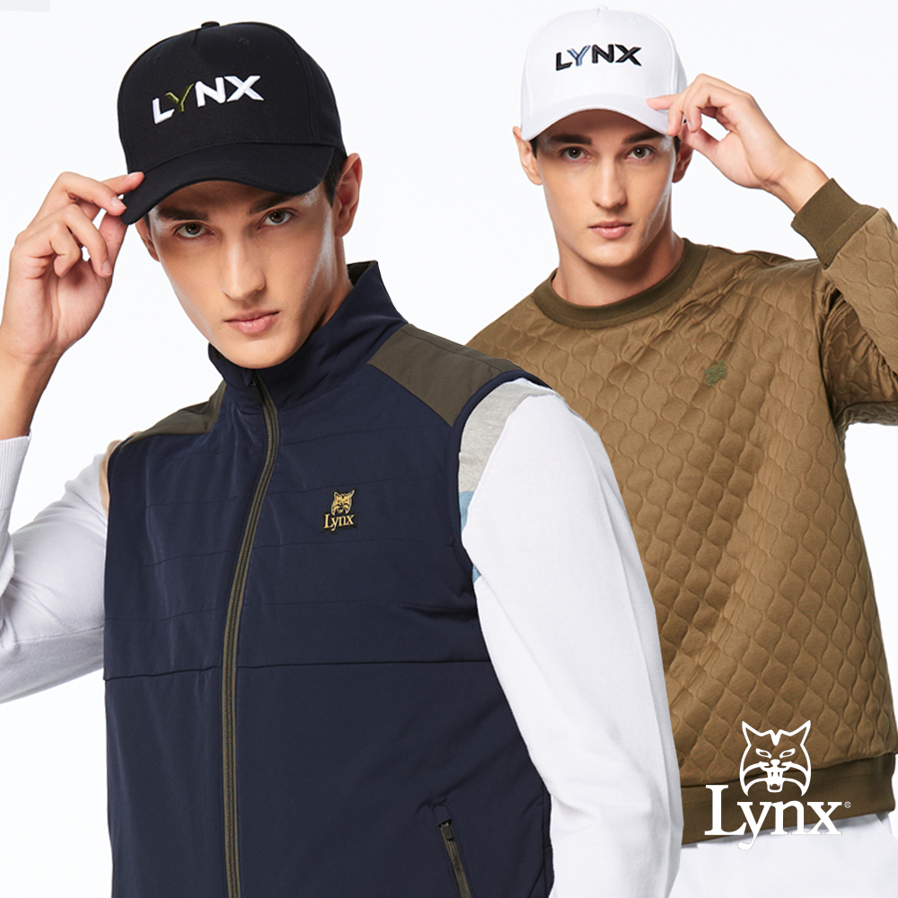 【Lynx Golf】男款運動風Lynx字樣精美繡花魔鬼氈可調節式球帽