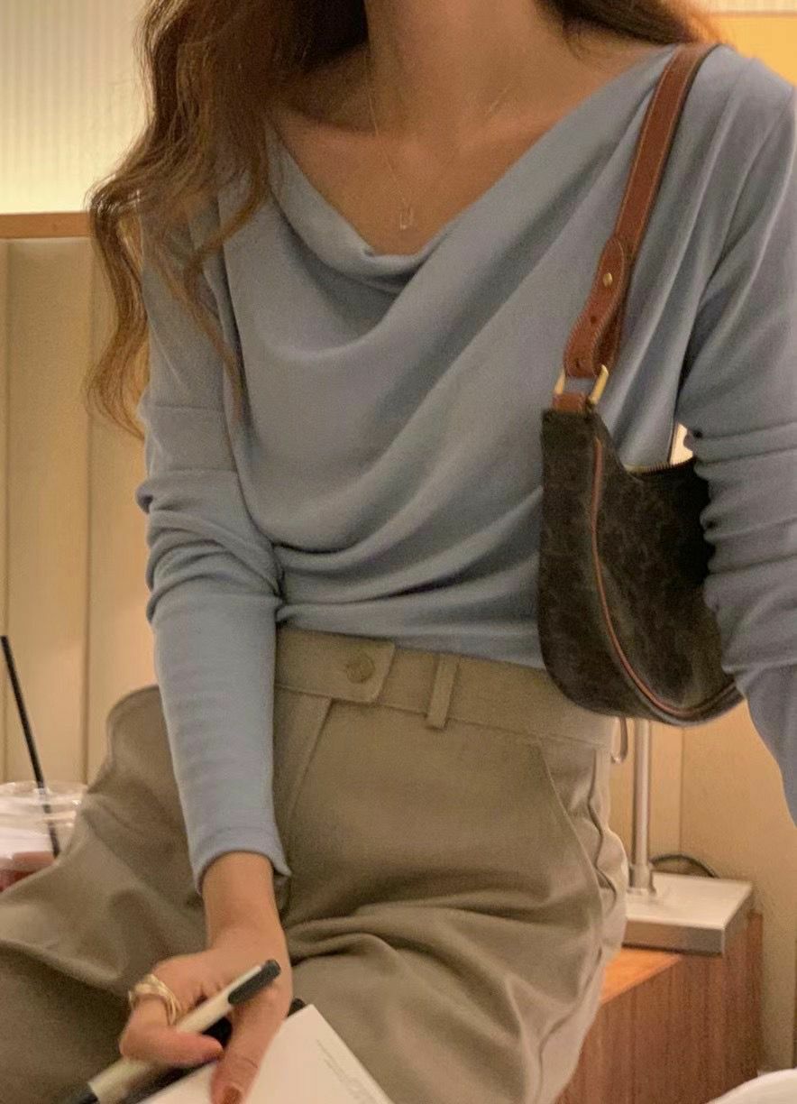 TOP#14147 🤎墮墮領上衣