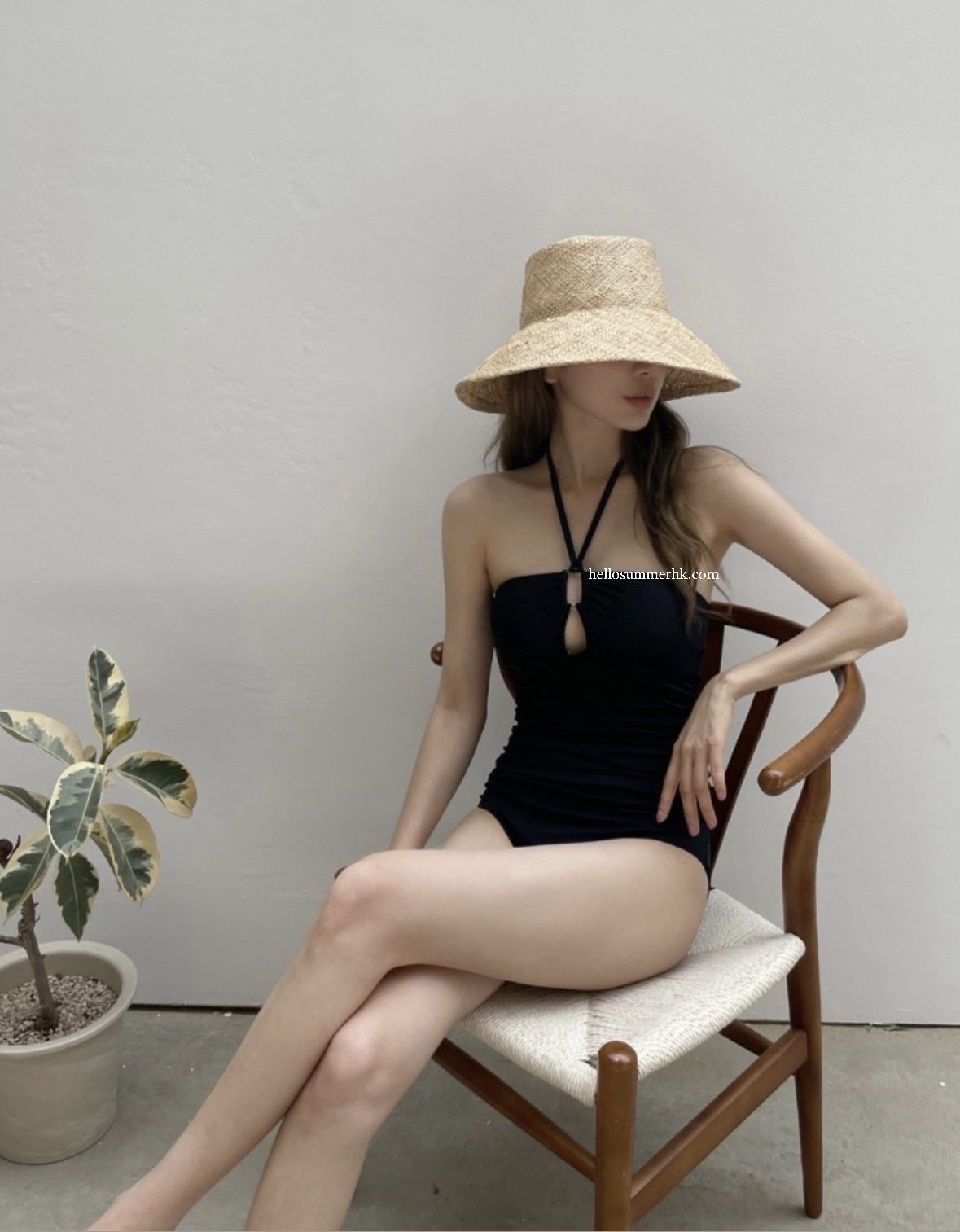 OP026B 平口修身條紋連身泳衣 swimsuit