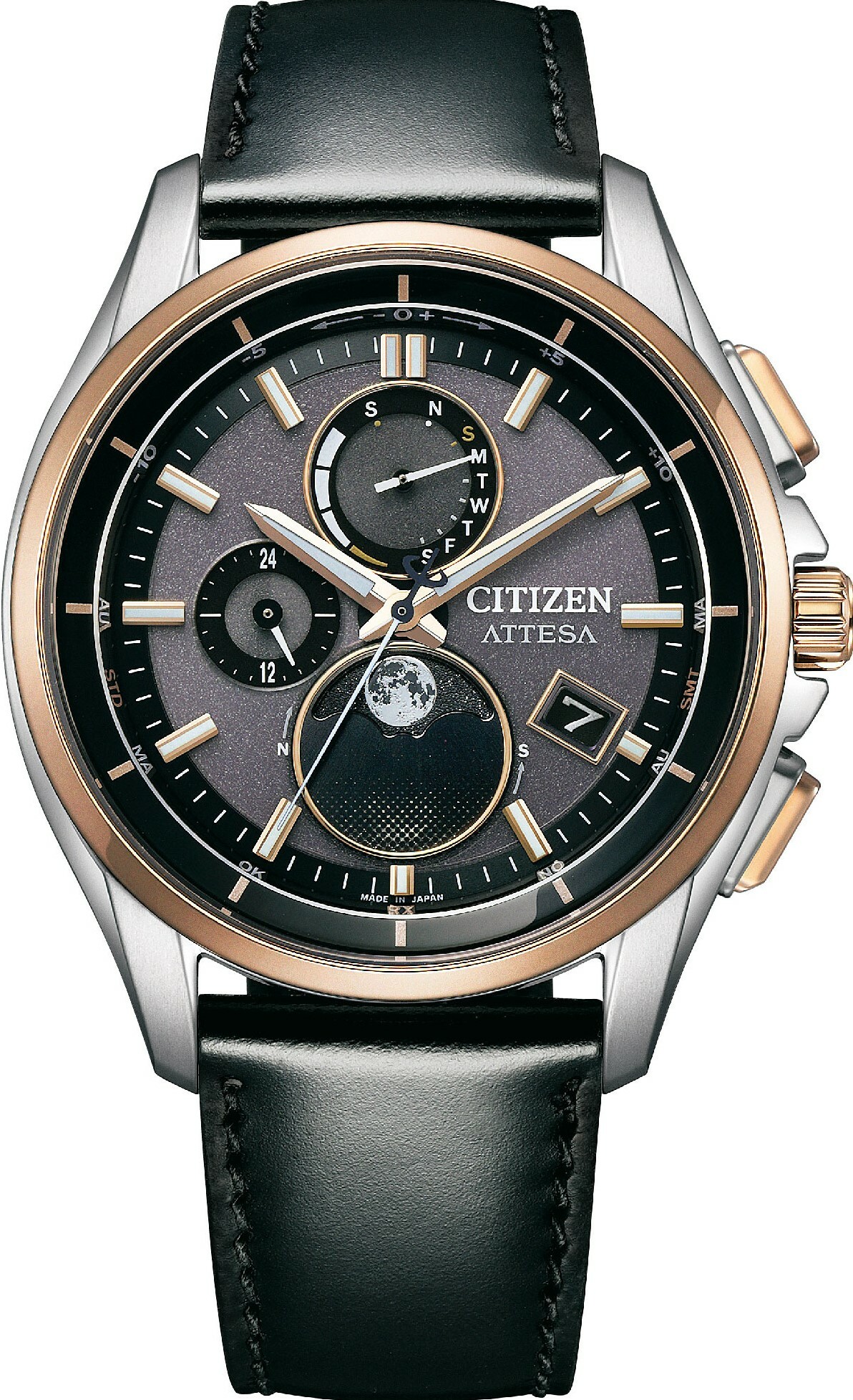 萬年鐘錶 - Citizen 星辰錶   月相超級鈦光動能電波男錶  BY1004-17X  錶徑41.5MM