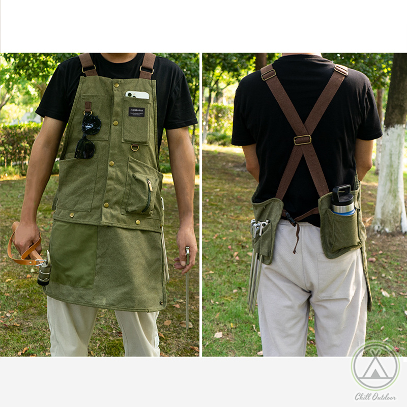 Nobana 露營多功能圍裙－(卡其/軍綠)
