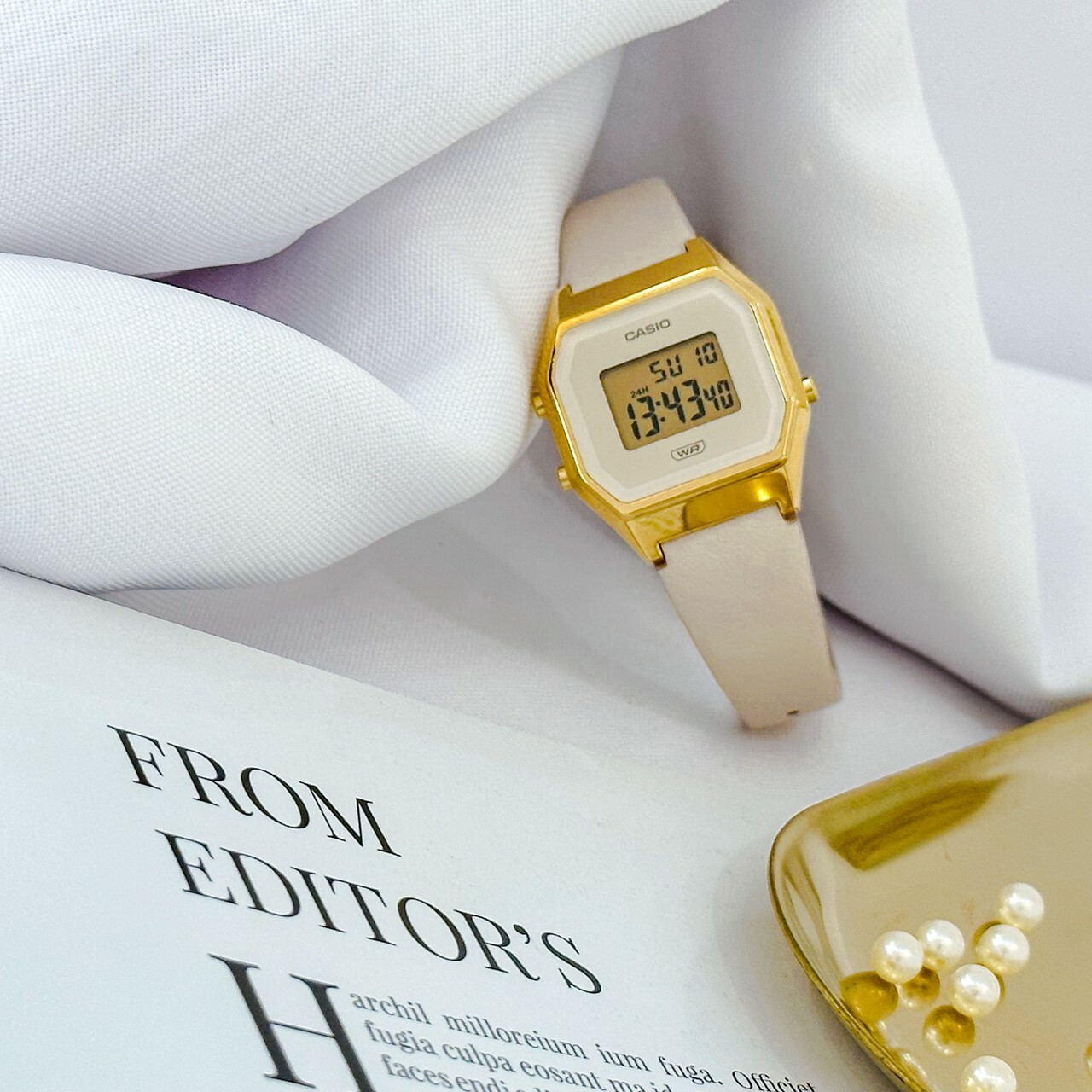 【CASIO 卡西歐】清新淡雅小方錶 LA680WEGL-4D 28.6mm 現代鐘錶