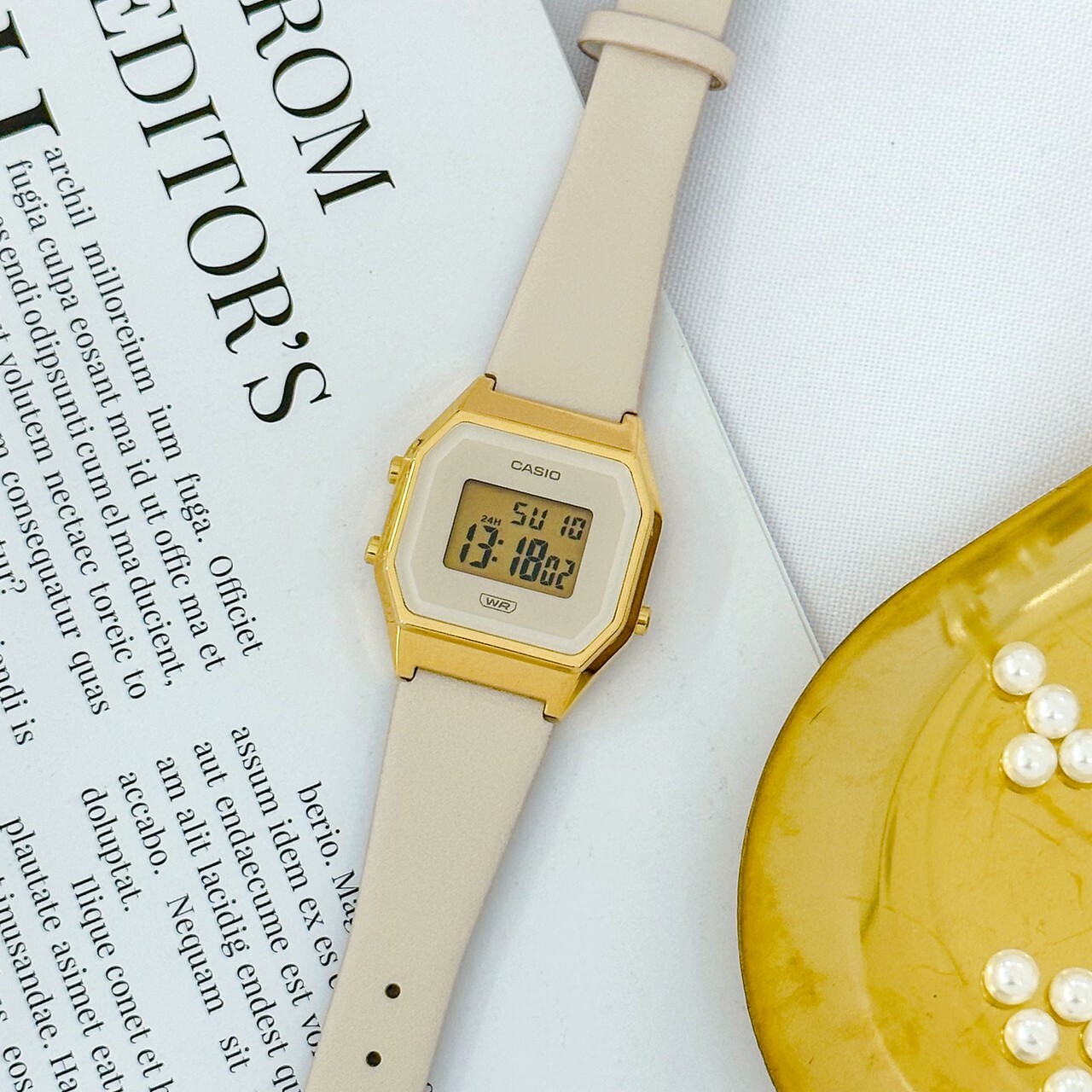 【CASIO 卡西歐】清新淡雅小方錶 LA680WEGL-4D 28.6mm 現代鐘錶