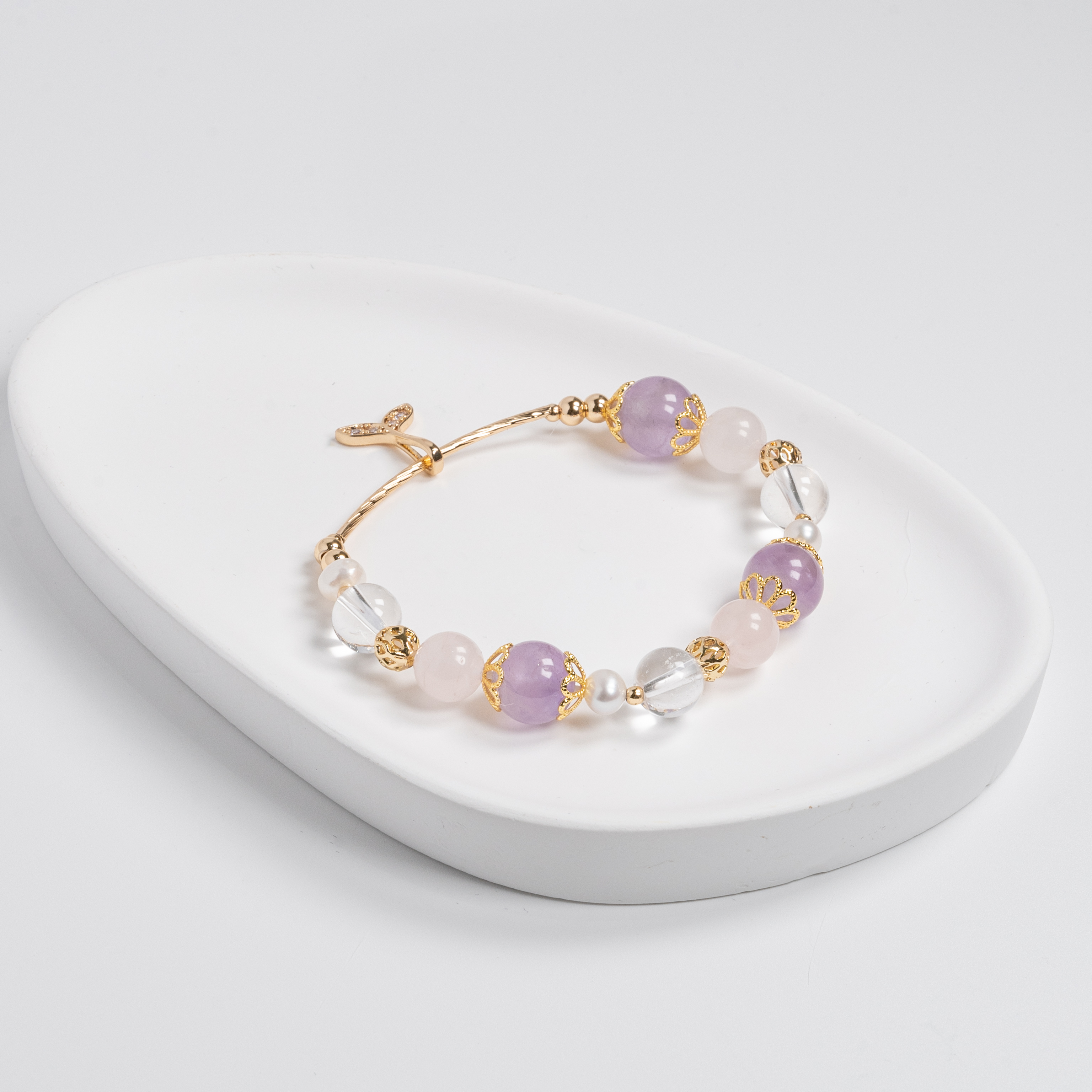 【主水晶】紫水晶【輔水晶】粉水晶、白水晶、淡水珍珠