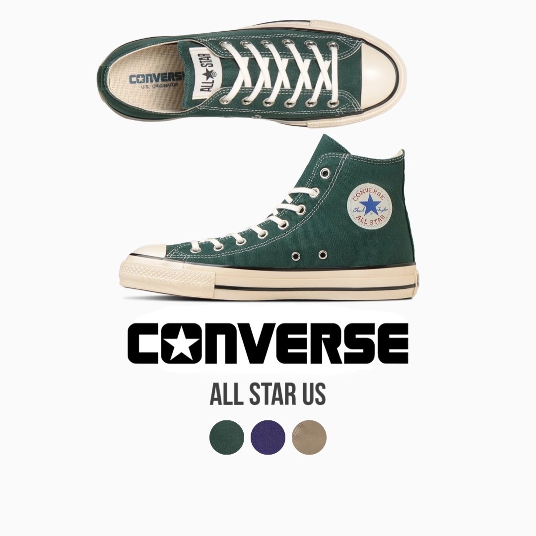 31310292 日本CONVERSE ALL STAR US HI / OX 水洗綠高/ 低筒