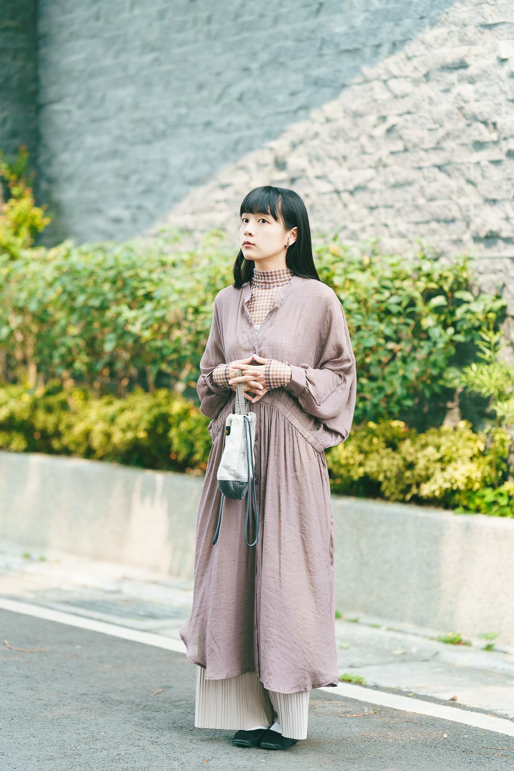 小V領襯衫連衣裙(兩色-摩卡)