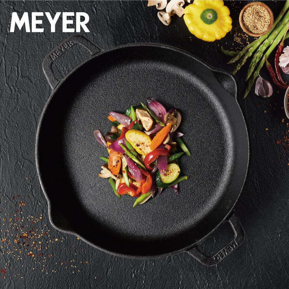《MEYER鑄鐵系列》雙耳鑄鐵平底鍋 26CM