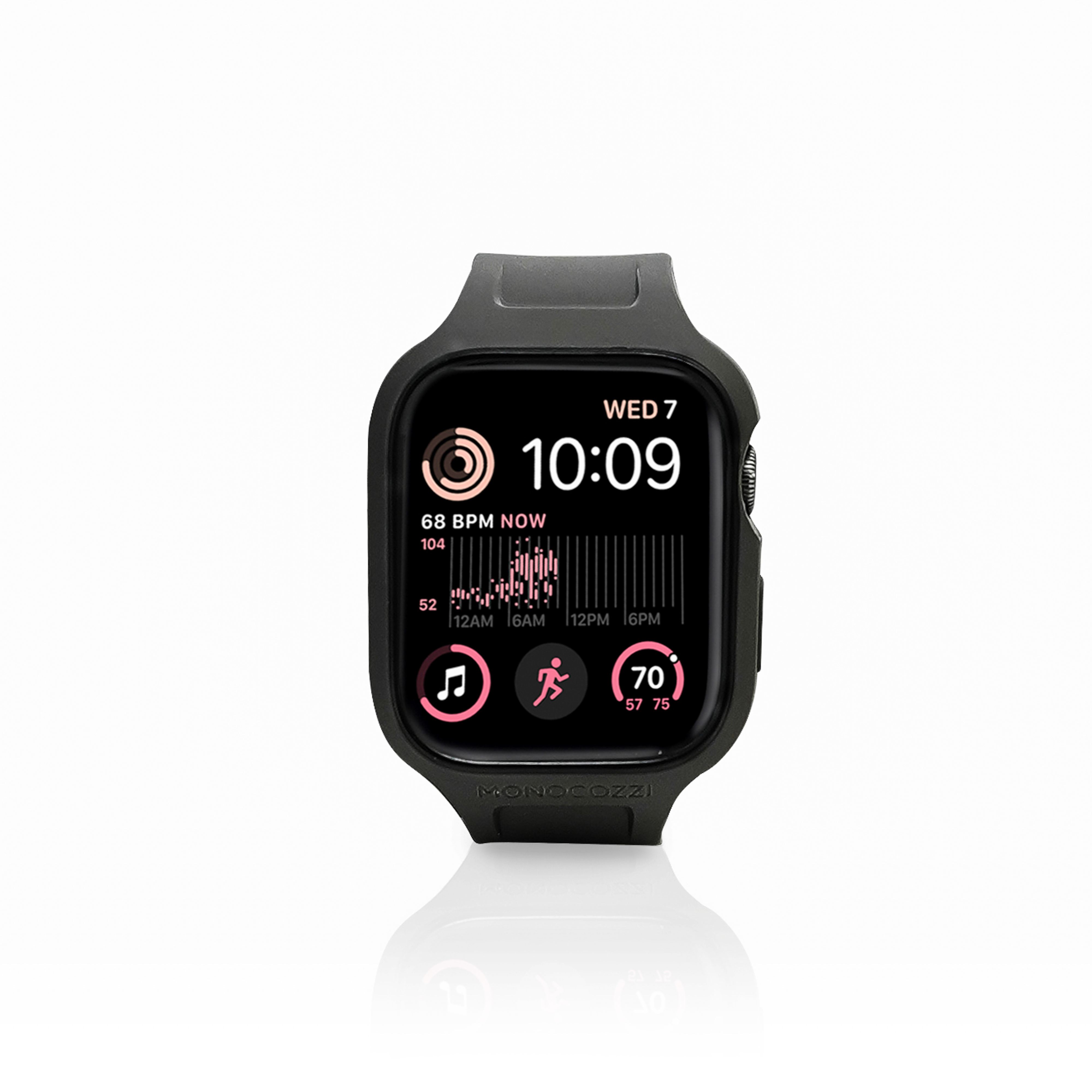 ESSENTIALS | Hybrid Soft Plastic Case with Strap for Apple Watch 45/44mm - Black