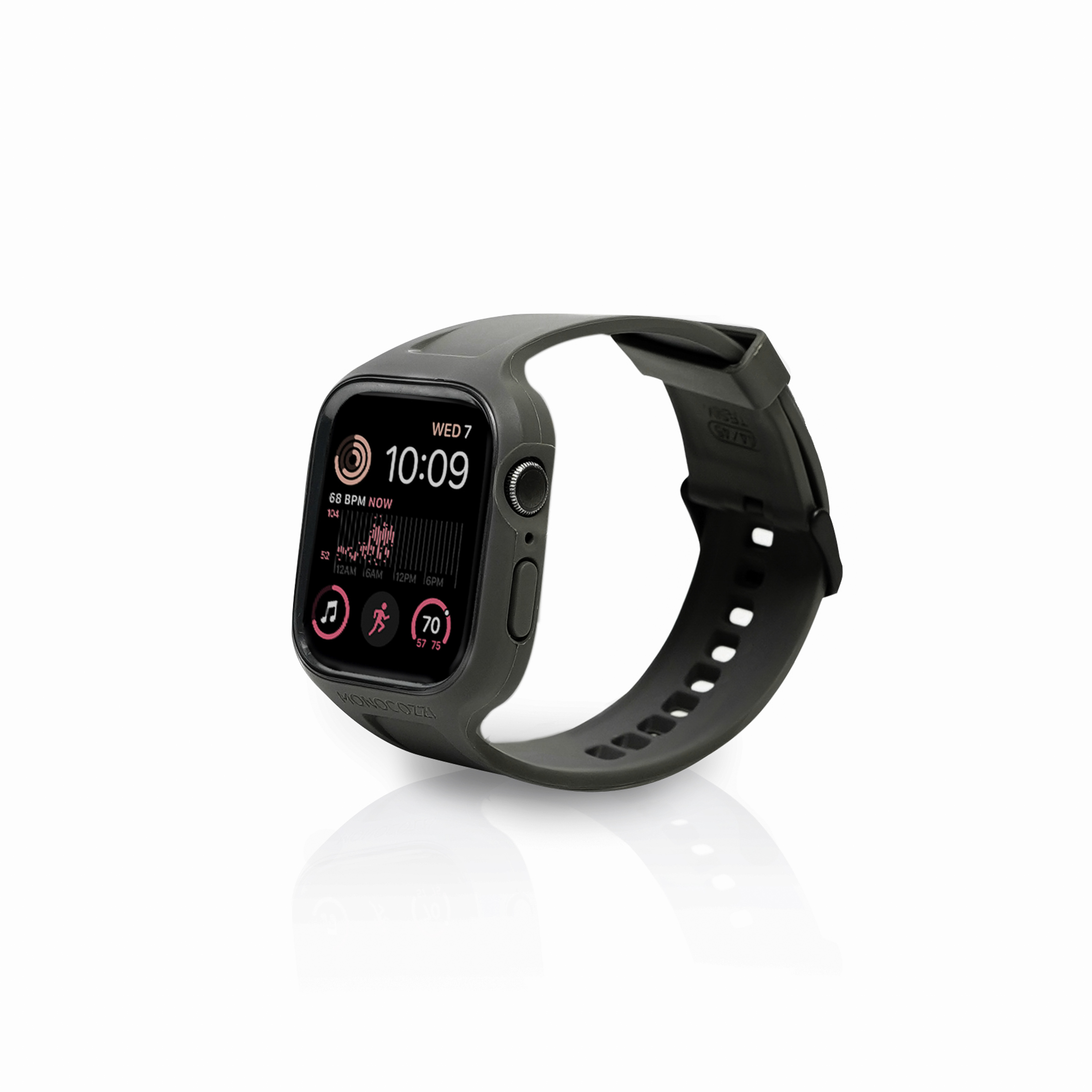 ESSENTIALS | Hybrid Soft Plastic Case with Strap for Apple Watch 45/44mm - Black